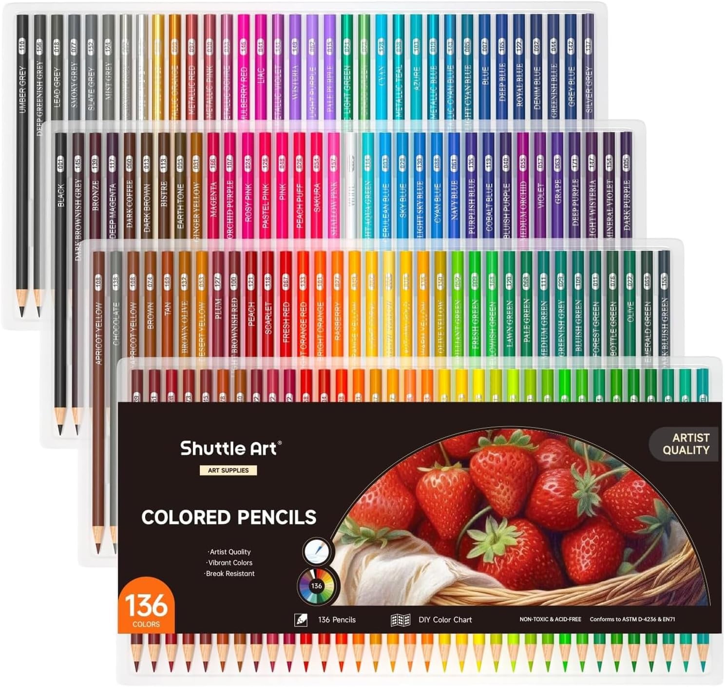 Shuttle Art 136 Coloured Pencils , Soft 1 Count (Pack of 136), 136 colour