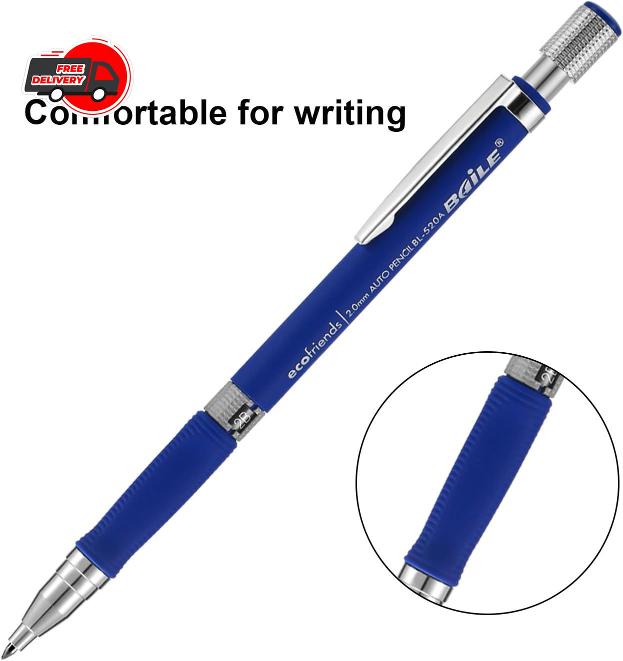 Jovitec 3 Pieces 2.0 Mm Mechanical Pencil With 2 Cases Refills, Color
