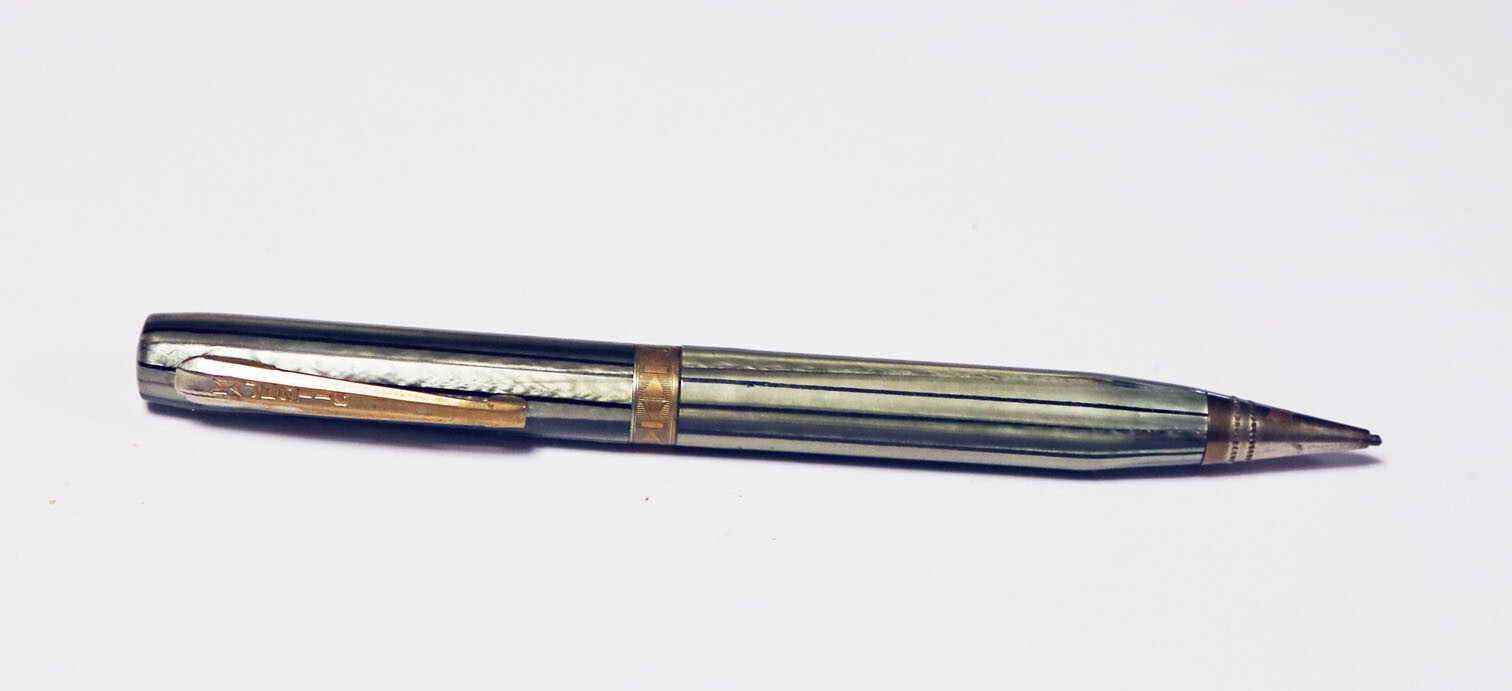 Vintage Majestic Mechanical Pencil with Gray Striped Pattern