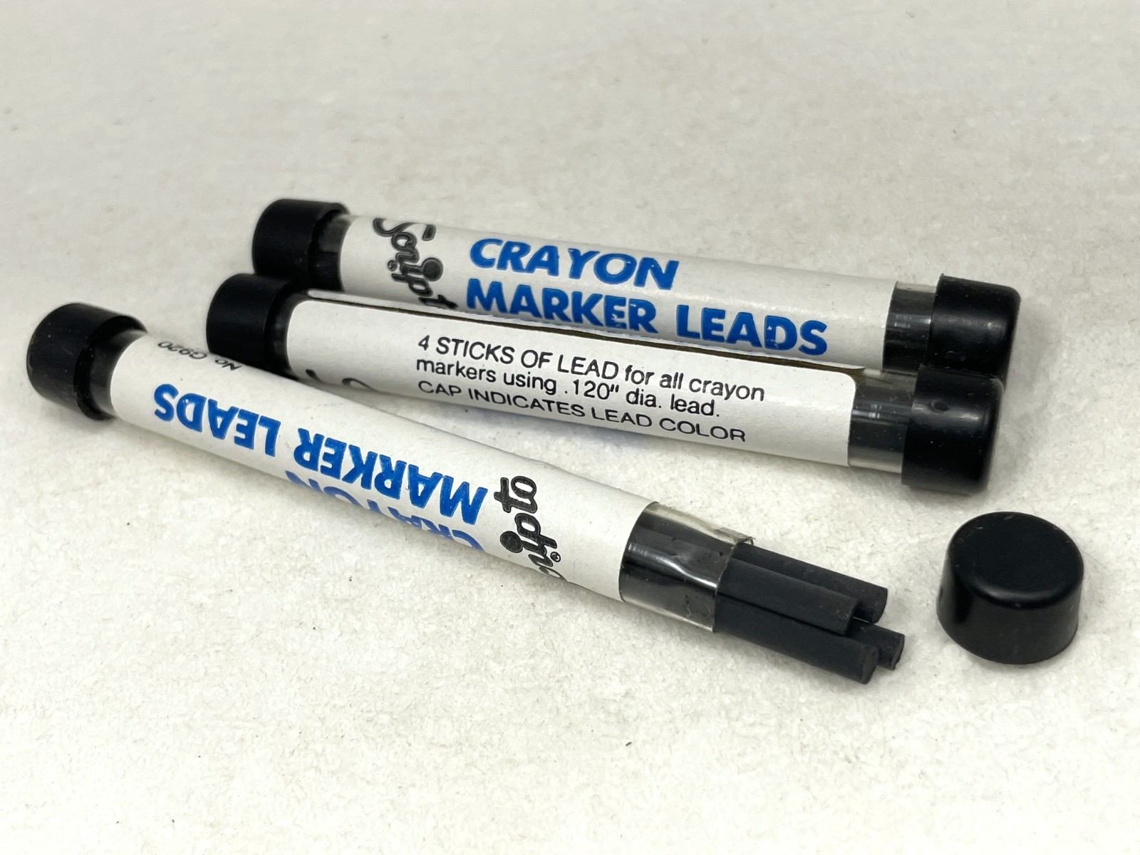 Vintage SCRIPTO Pencil – Crayon Marker Leads ~ BLACK .120″/3.0mm ~ $5 ship/+Free