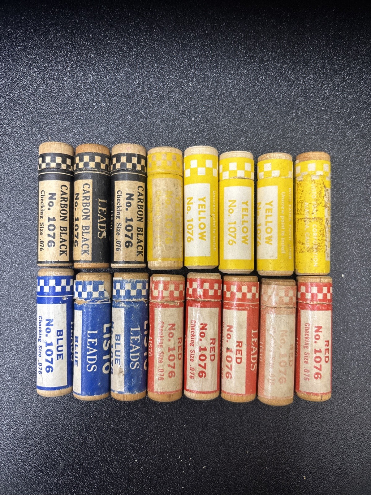 Vintage Listo Leads – Red, Black, Blue & Yellow – 16 Tube Lot