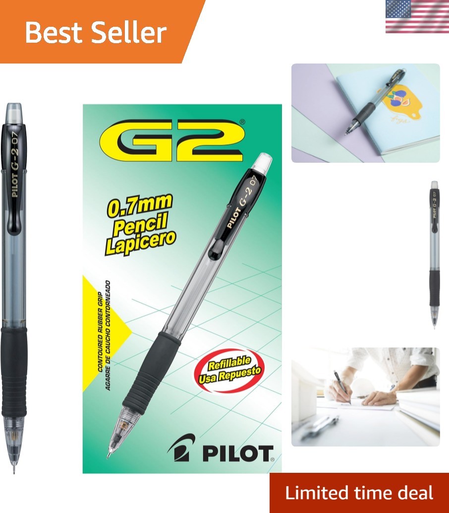 G2 Mechanical Pencils, 0.7mm HB Lead, Black Accents, Pack of 12