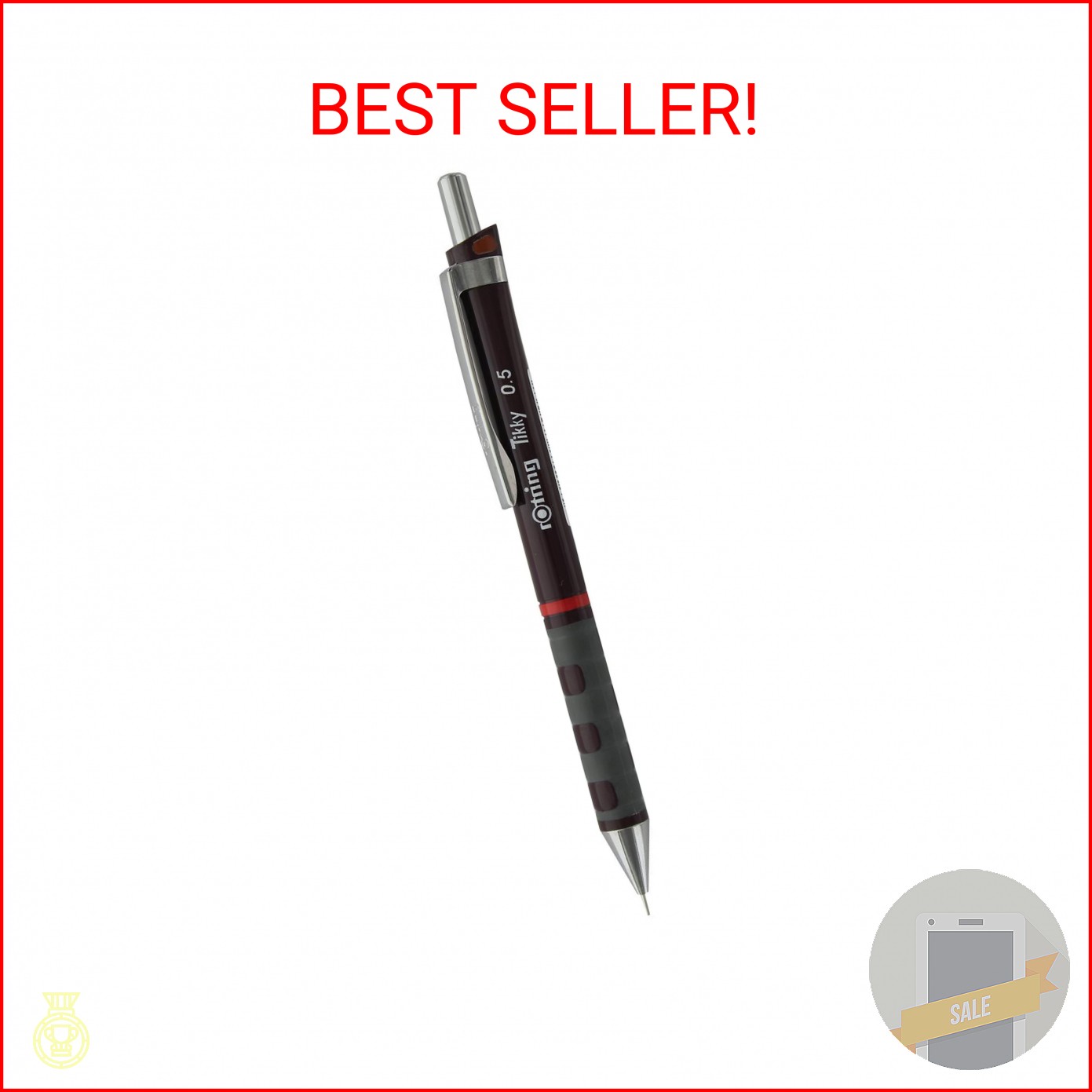 Rotring Tikky Mechanical Pencil, 0.5 mm, Burgundy, Single (1904691)