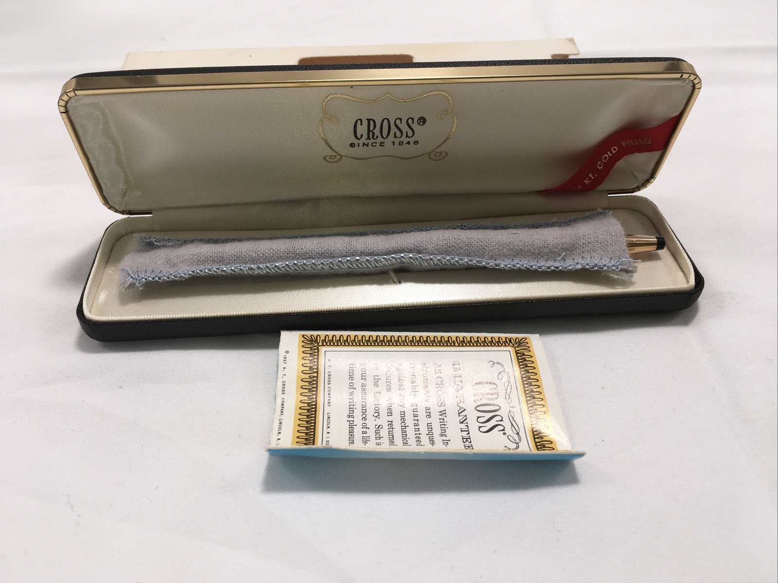VTG UNUSED 1970’S 14K GOLD FILLED CROSS PENCIL IN ORIGINAL BOX & DUST COVER