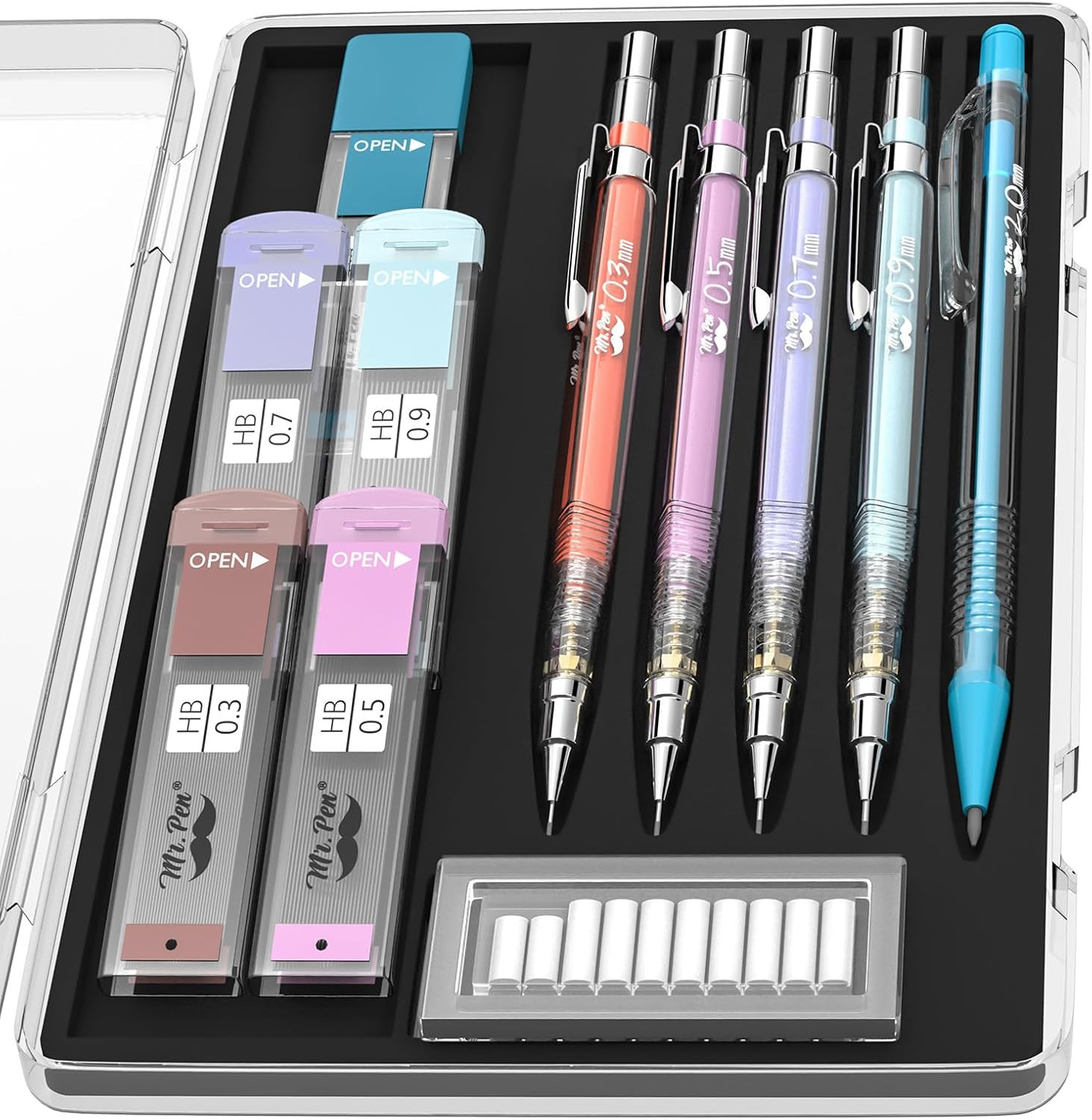 Mr. Pen- Pastel Mechanical Pencil Set, 5 Mechanical Pencils (0.3, 0.5, 0.7 | 0.9