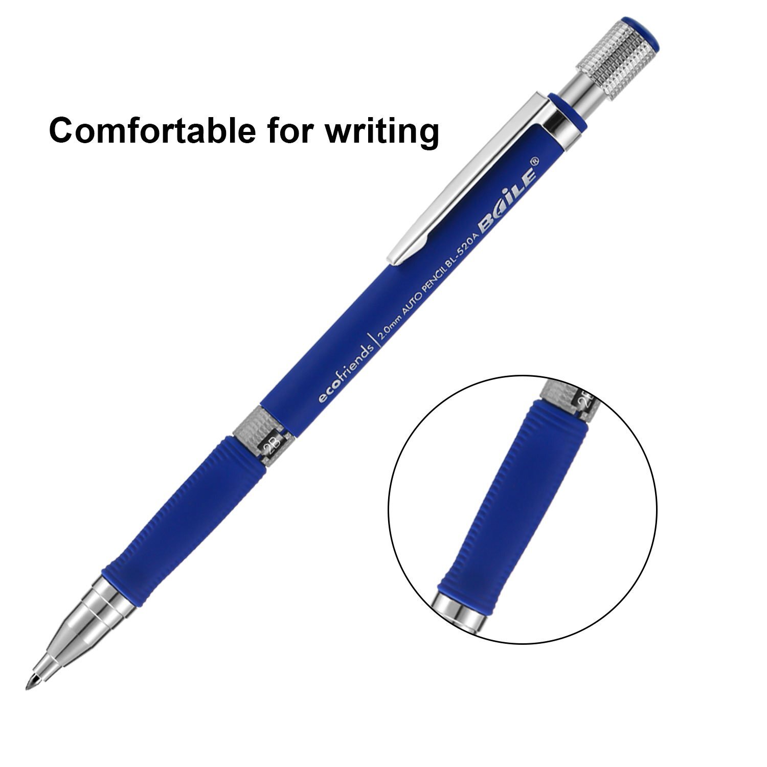3 Pieces 2.0 mm Mechanical Pencil with 2 Cases Refills Color and Black Refill…