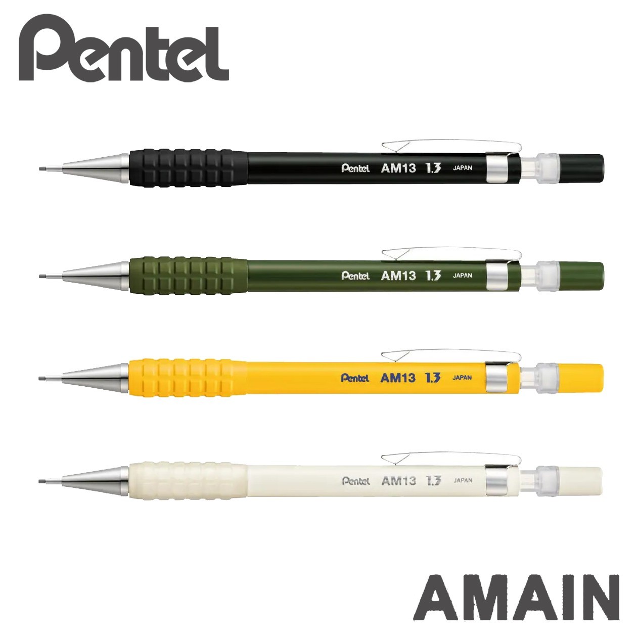 PENTEL AMAIN Heavy Duty Mechanical Pencil 1.3mm with Genuine Refill Japan Made