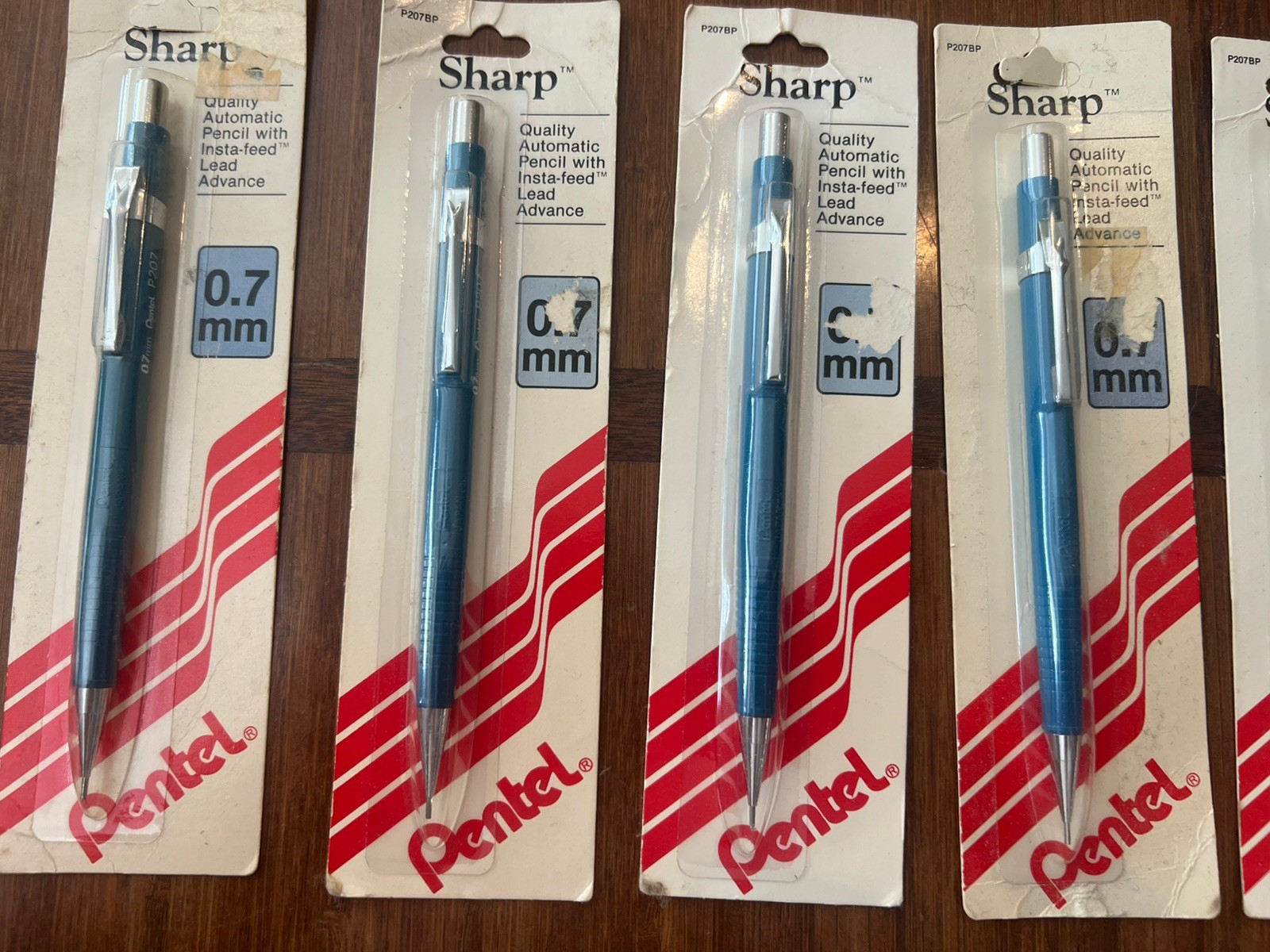 New Group Of 5 Pentel P207BP Sharp Mechanical Pencils .7 mm Blue Barrel 1 refill