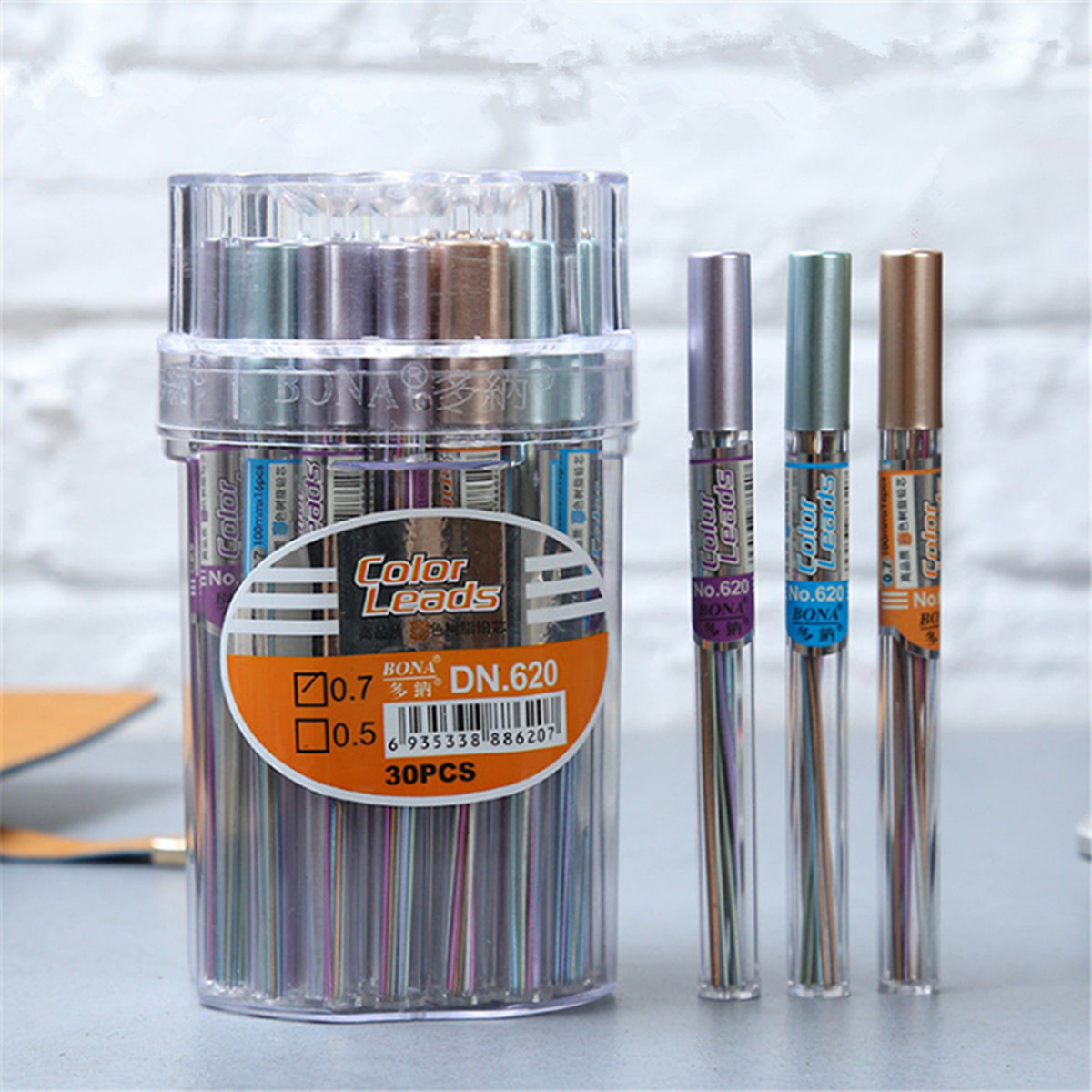 18pcs/Tube Automatic Mechanical Pencil Refill Color Lead School Stationery 0.7mm