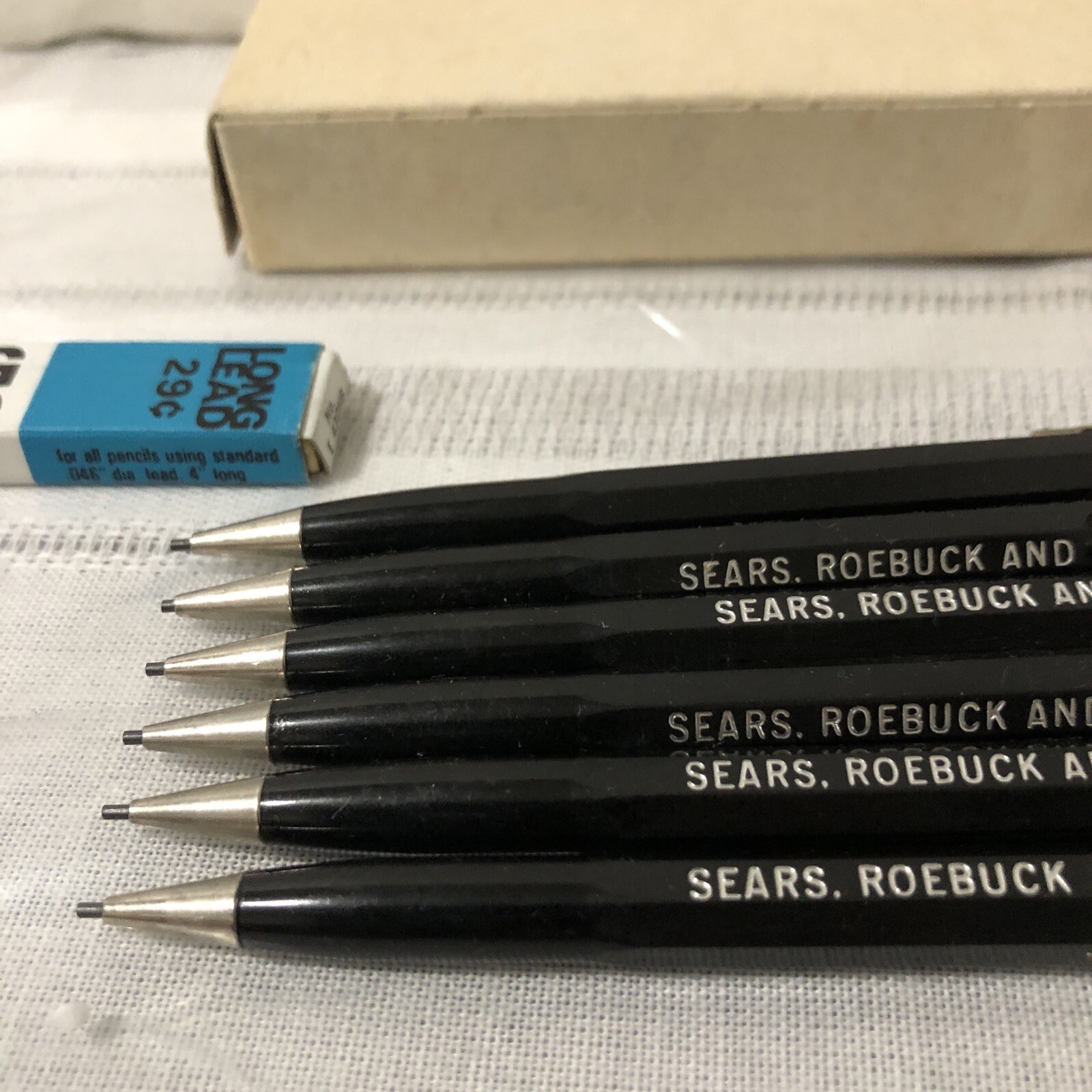 Scripto #60N9 Mechanical Pencils Vintage X6 Black * Pack Long Lead+ 2 Erasers￼