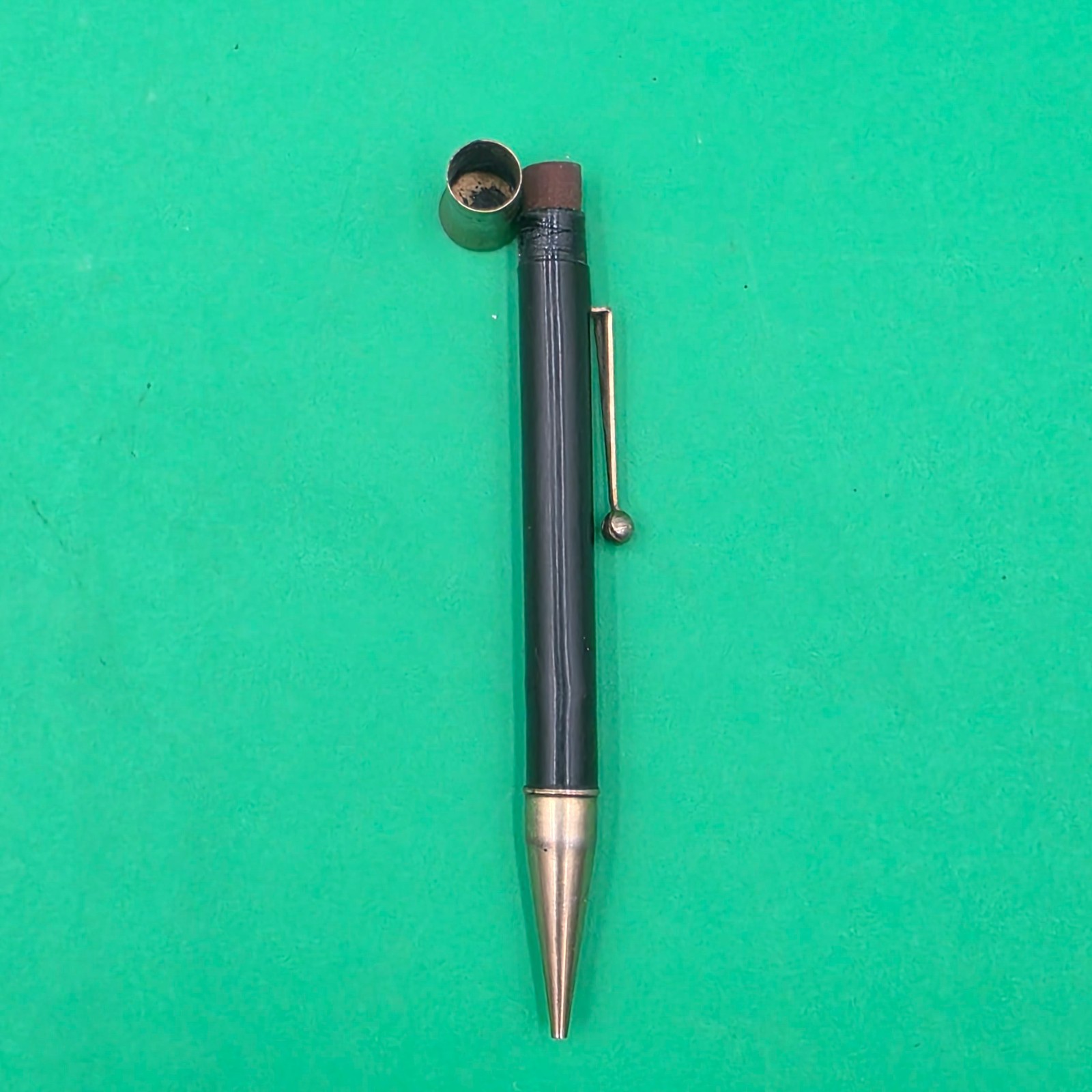 Vintage UNBRANDED 14kt Gold Plated Mechanical Pencil w Original Eraser & Lead