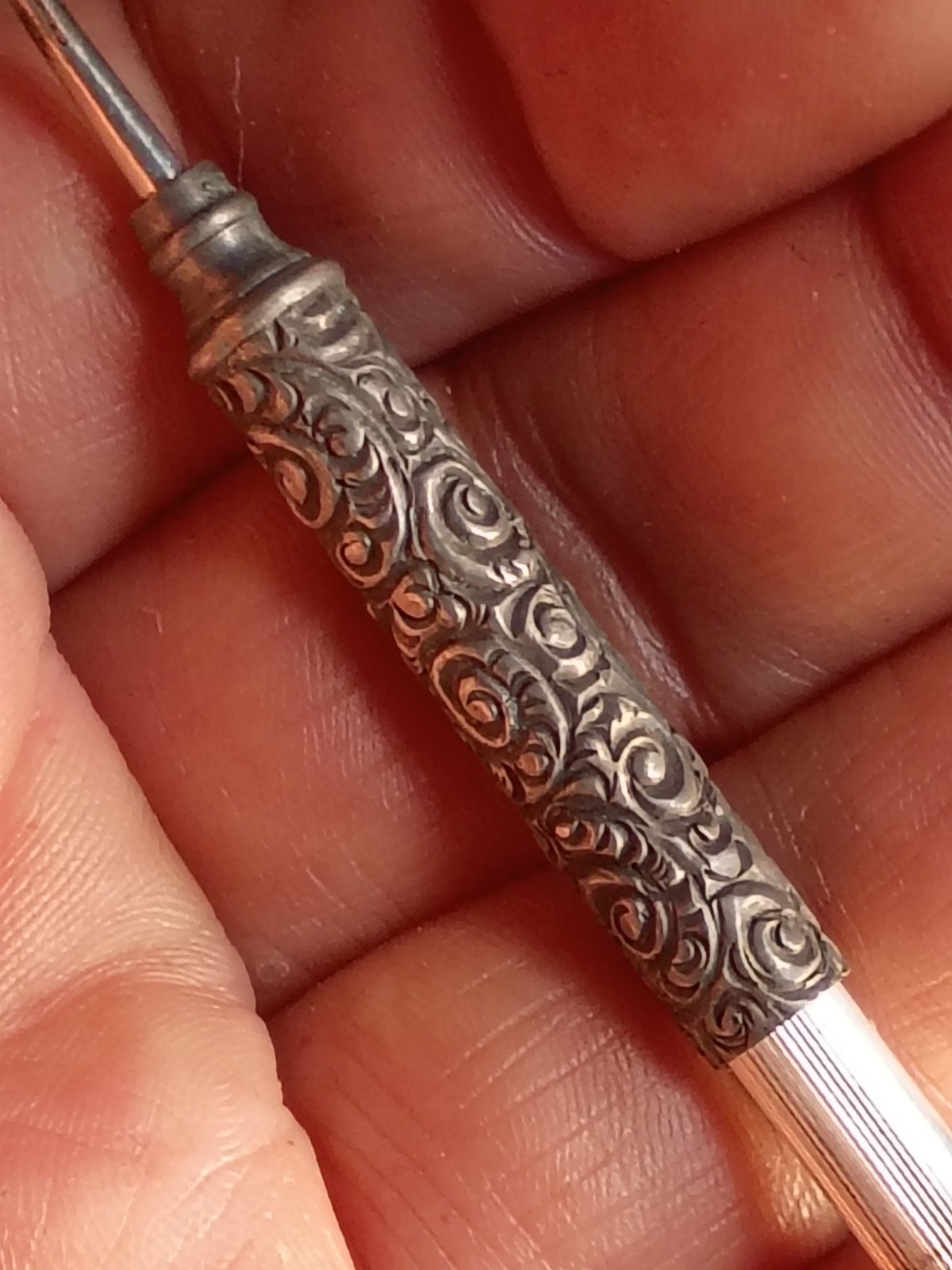 Antique Victorian sterling silver mechanical pencil 1800s Chatelaine