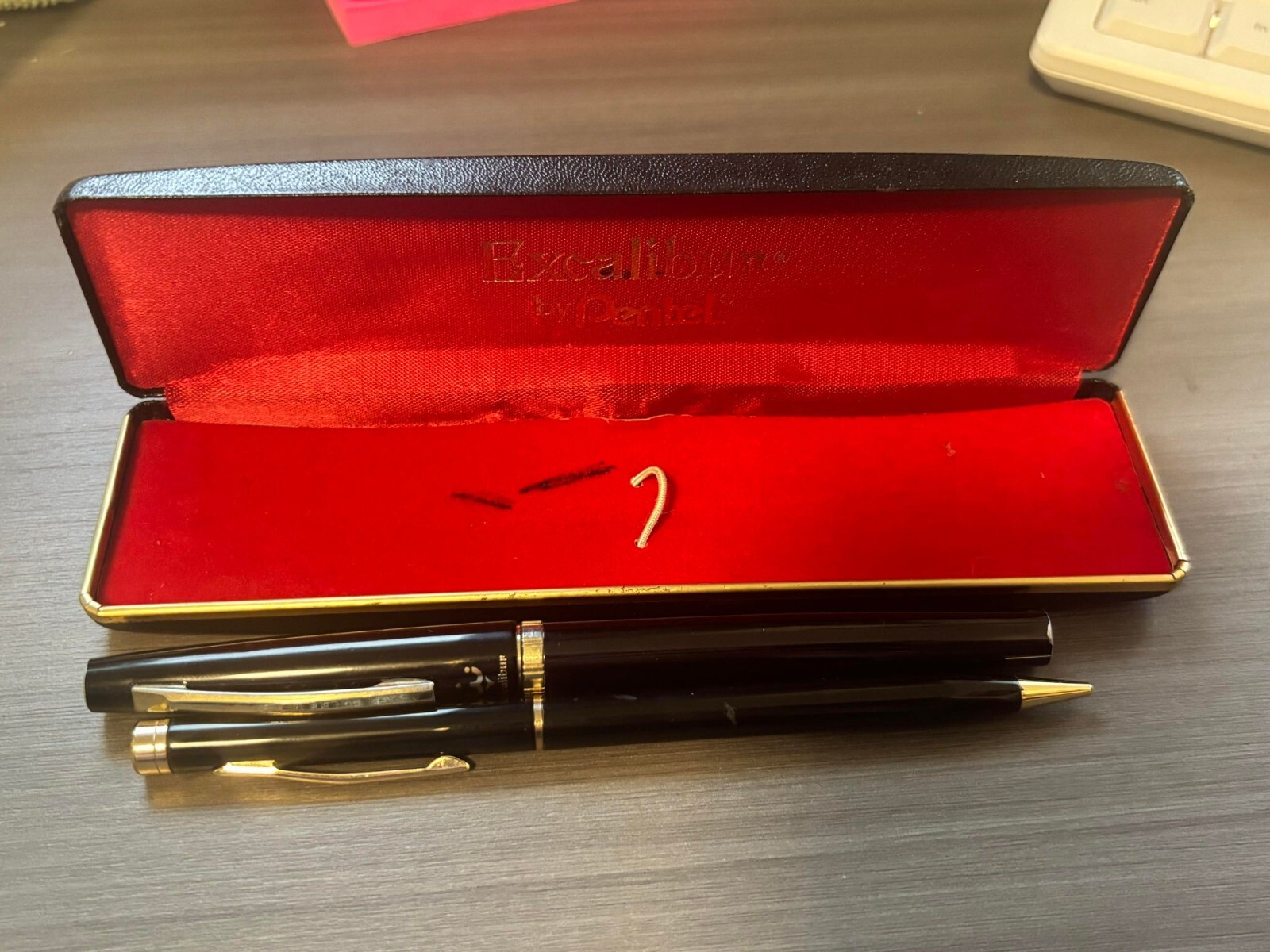 Vintage Pentel Crown Excalibur Japan Roller Pen and Mechanical Pencil Set & Case