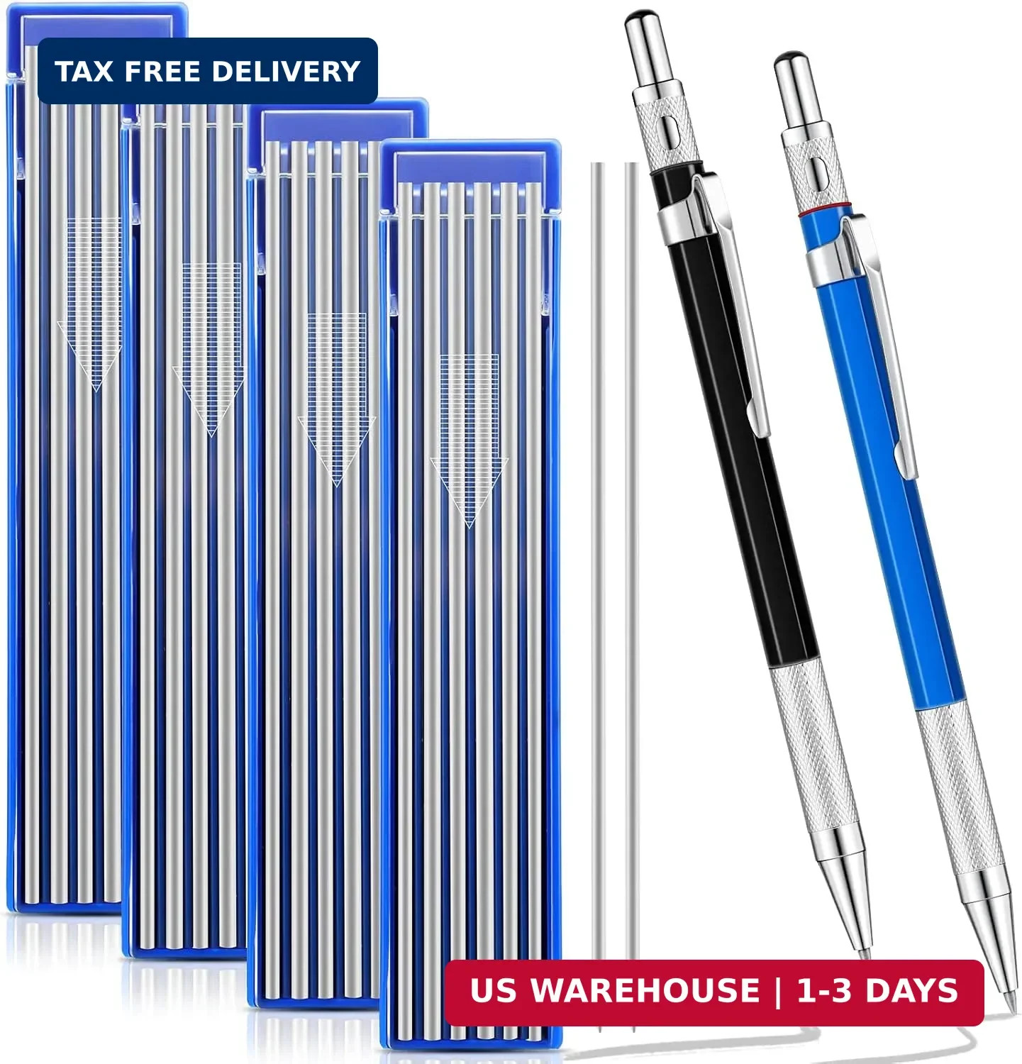 Gersoniel 2 Pcs Welders Pencil with 48 PCS Round Refills Mechanical Pencils Meta