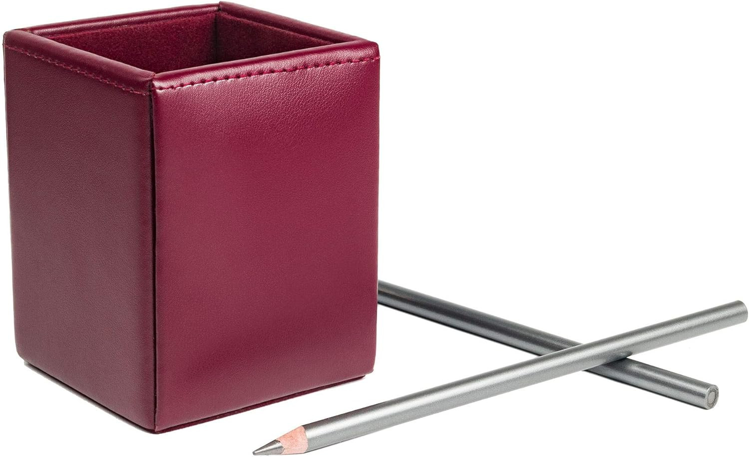 Burgundy Bonded Leather Pencil Cup