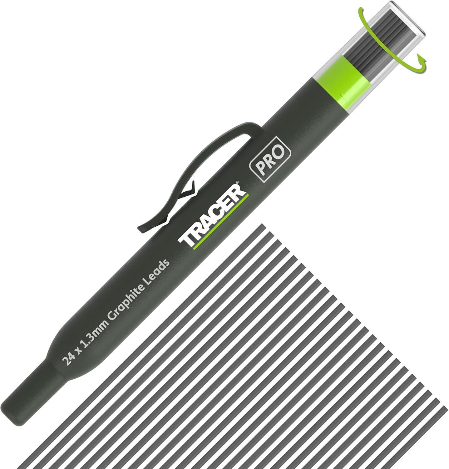 Pro Series Precision Pencil Replacement Leads Set – 24 X 1.3Mm Graphite Leads fo