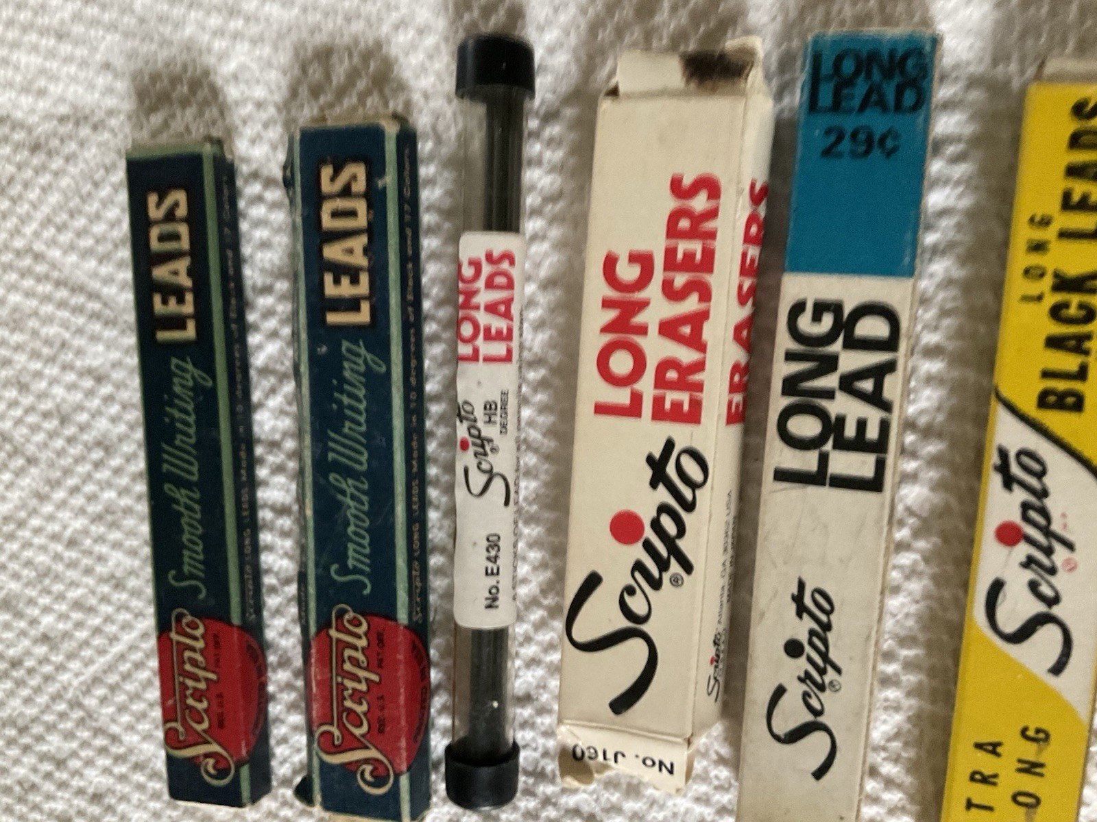 Vintage lot of Assorted Scripto Lead Refills & Erasers Asst Amounts, Sizes