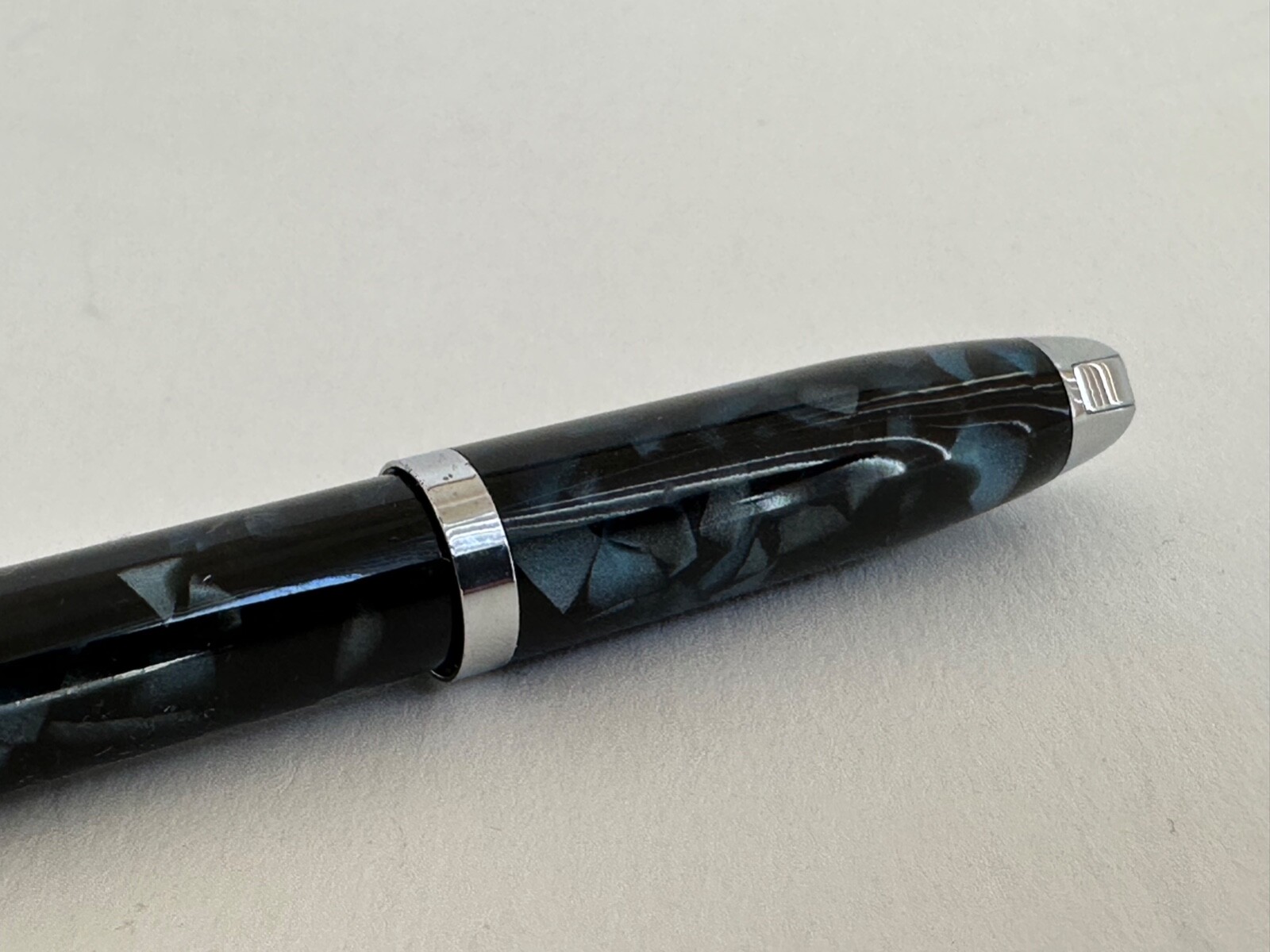 Vintage Art Deco Black & Blue Marble Celluloid Mechanical Pencil, Working