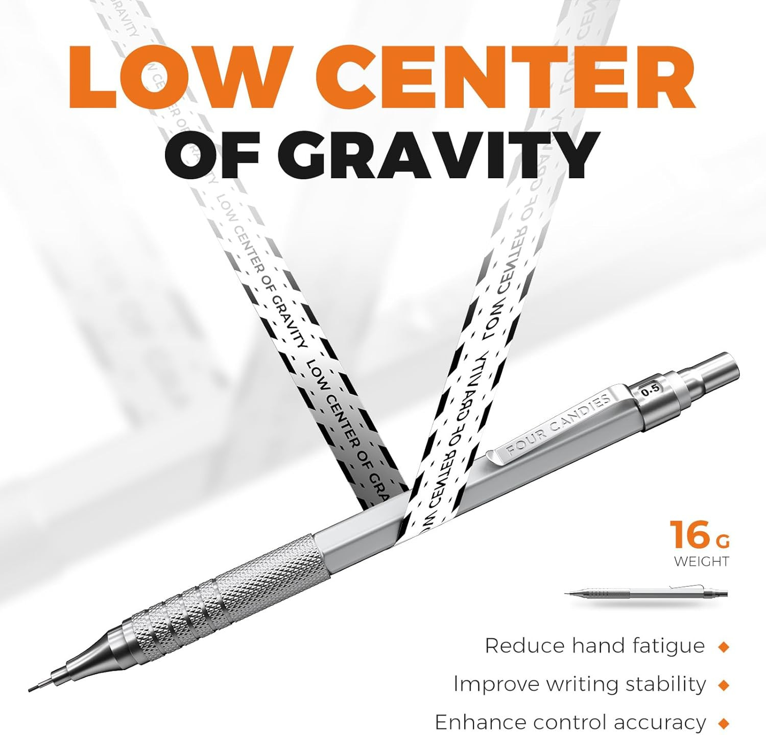 2PCS Metal Mechanical Pencils Set with Case, 0.5mm & 0.7 mm Artist Pencil with 6