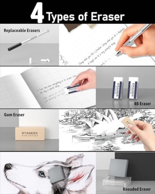 21PCS Metal Mechanical Pencil Set, Art Lead Pencil Black 0.3+0.5+0.7+0.9+2.0MM
