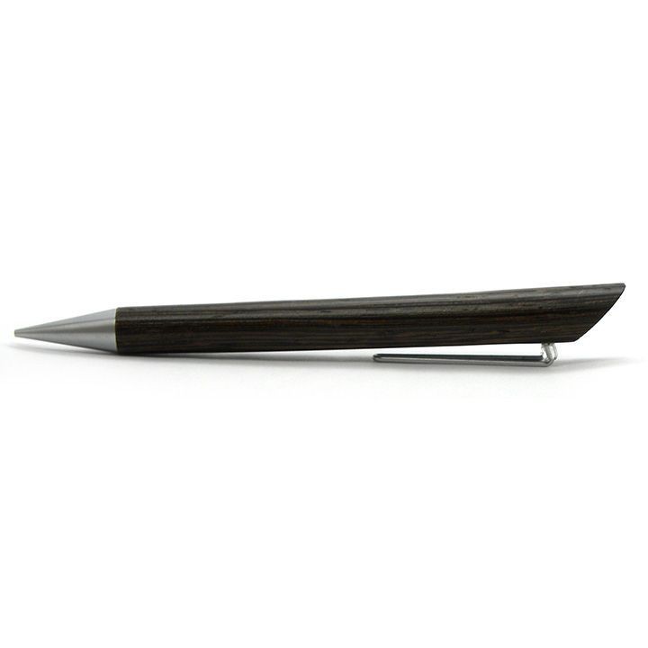 Wooden shaft mechanical pencil dark brown conical thick lead dark brown