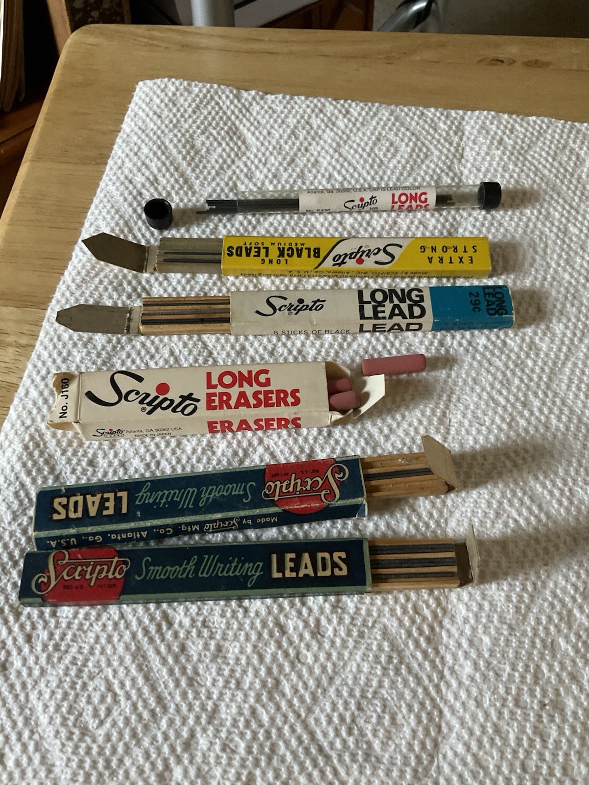Vintage lot of Assorted Scripto Lead Refills & Erasers Asst Amounts, Sizes