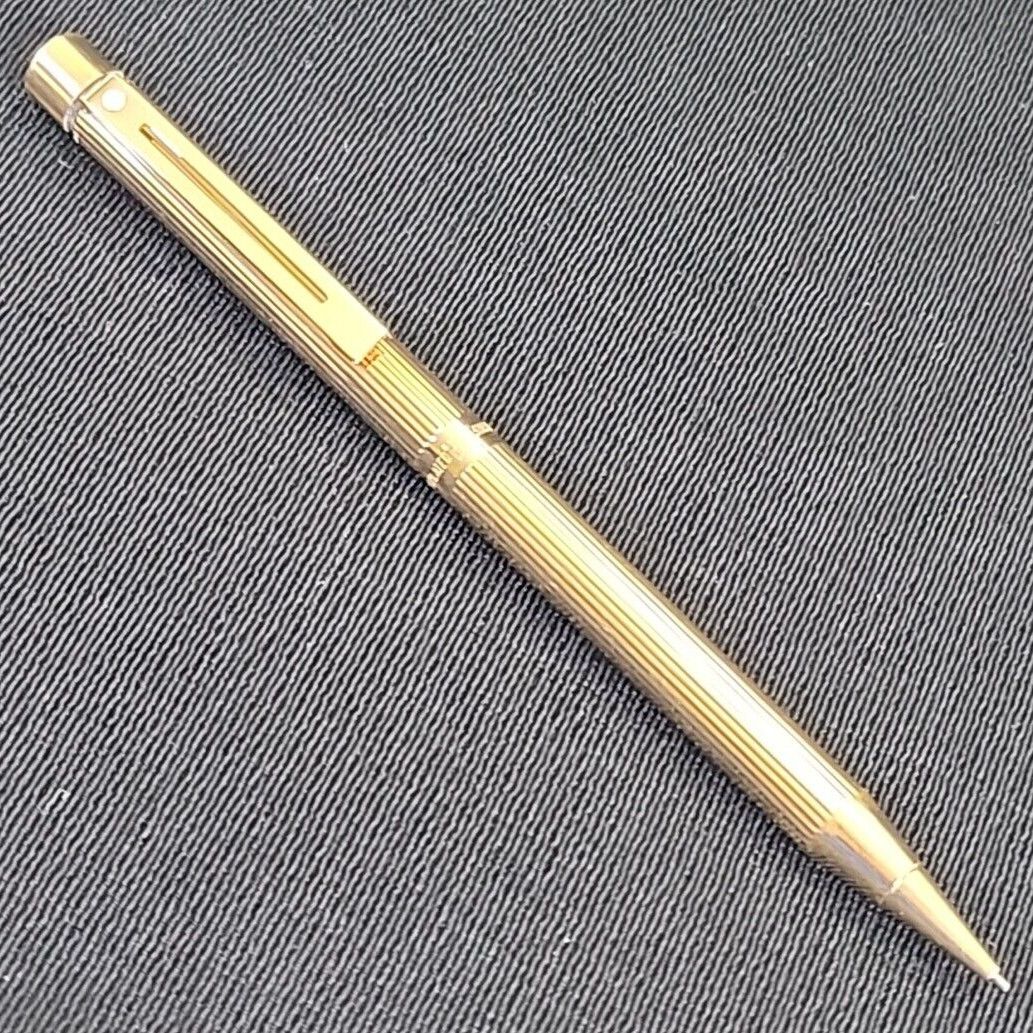 Vtg Sheaffer Mechanical Pencil 23kt Gold Electroplate White Dot Ribbed Twist USA