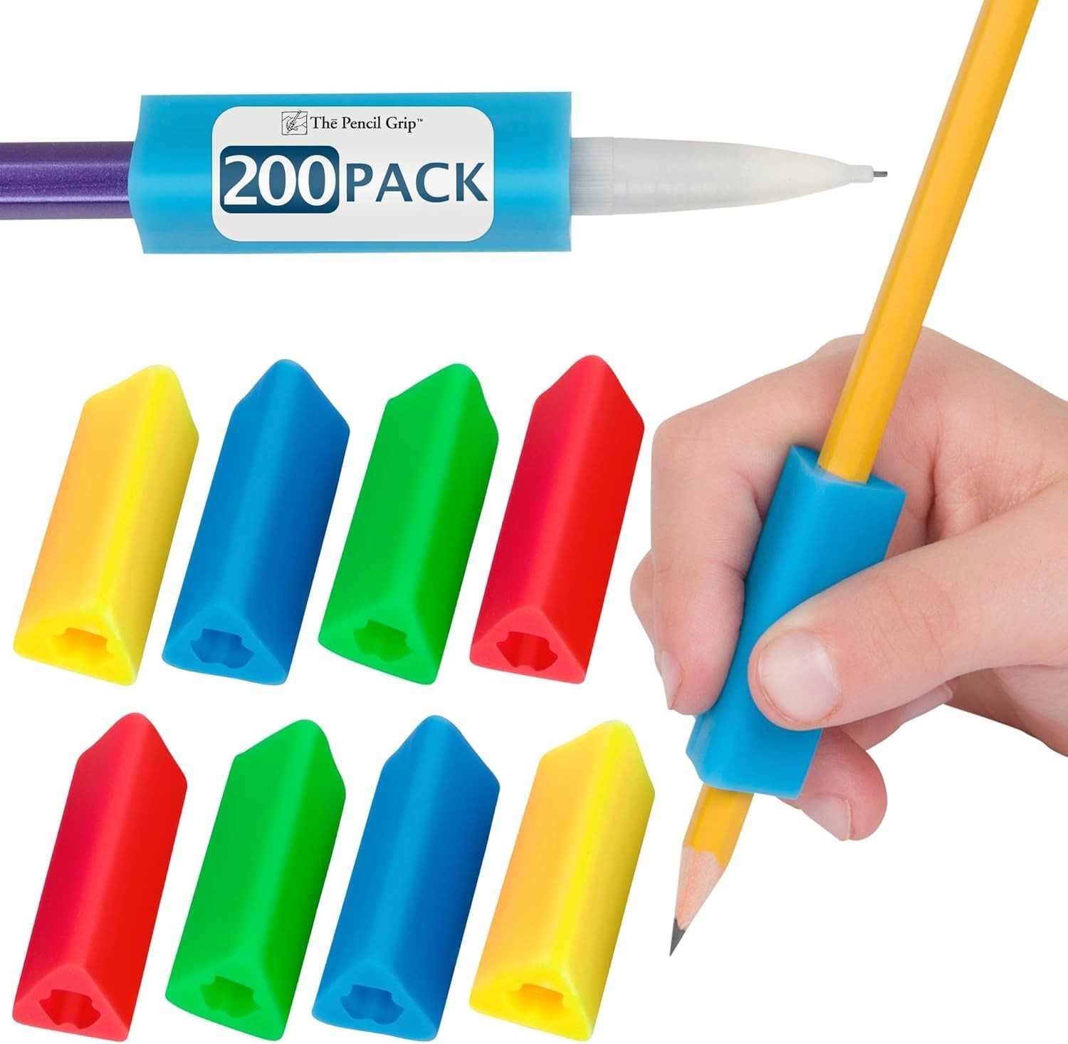 Ergonomic Triangle Pencil Grips, 200 Count