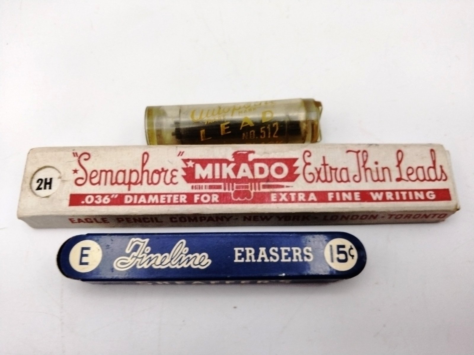 Vintage Eagle Mikado Semaphore & Autopoint Leads Sheaffer Fineline Eraser Tin