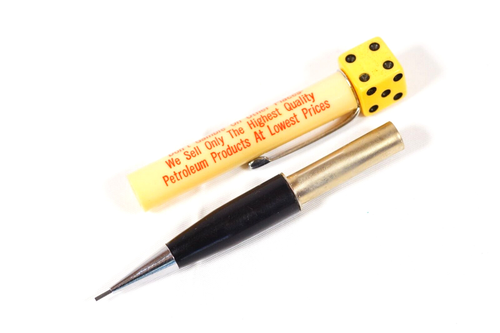 Quality Oil Inc Topeka Kansas Mid-Century Ritepoint Mechanical Pencil Dice Back
