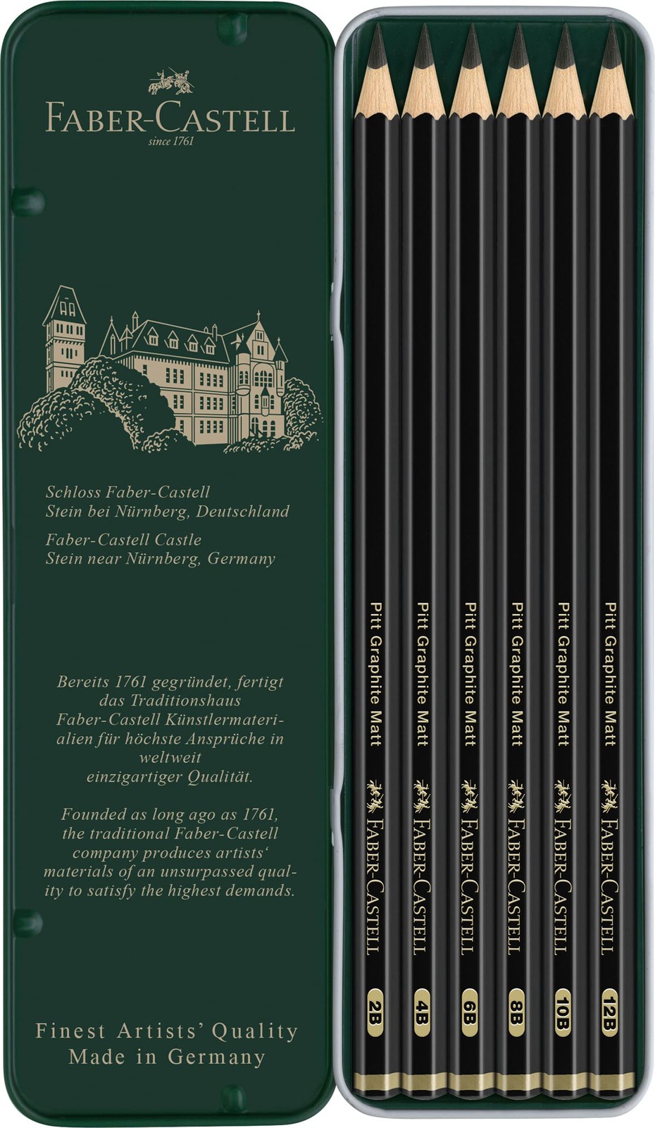 Faber-Castell Pitt Graphite Matte Pencil 1 Count (Pack of 6), Multiple color
