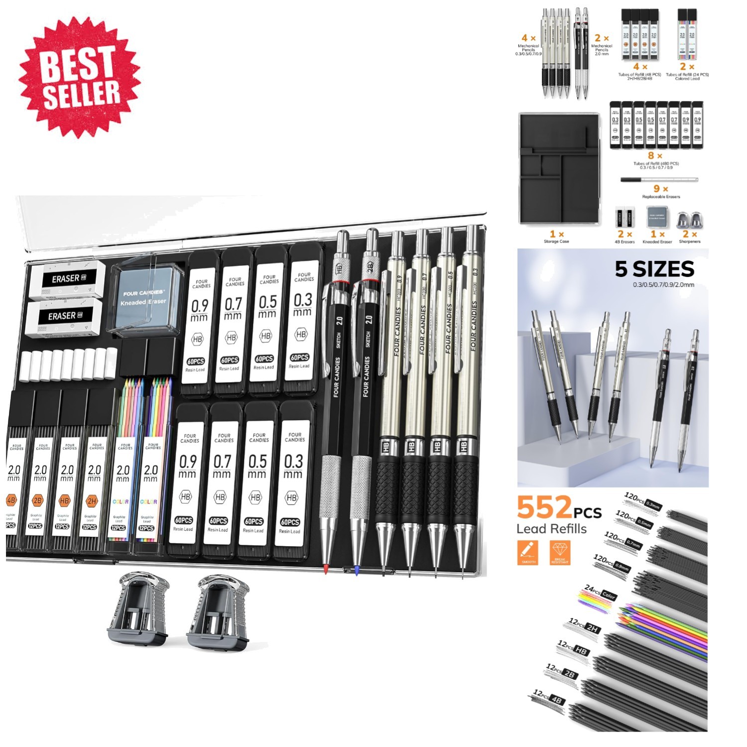 Professional Mechanical Pencil Kit – 27 Pieces with Non-Slip Comfort Grip
