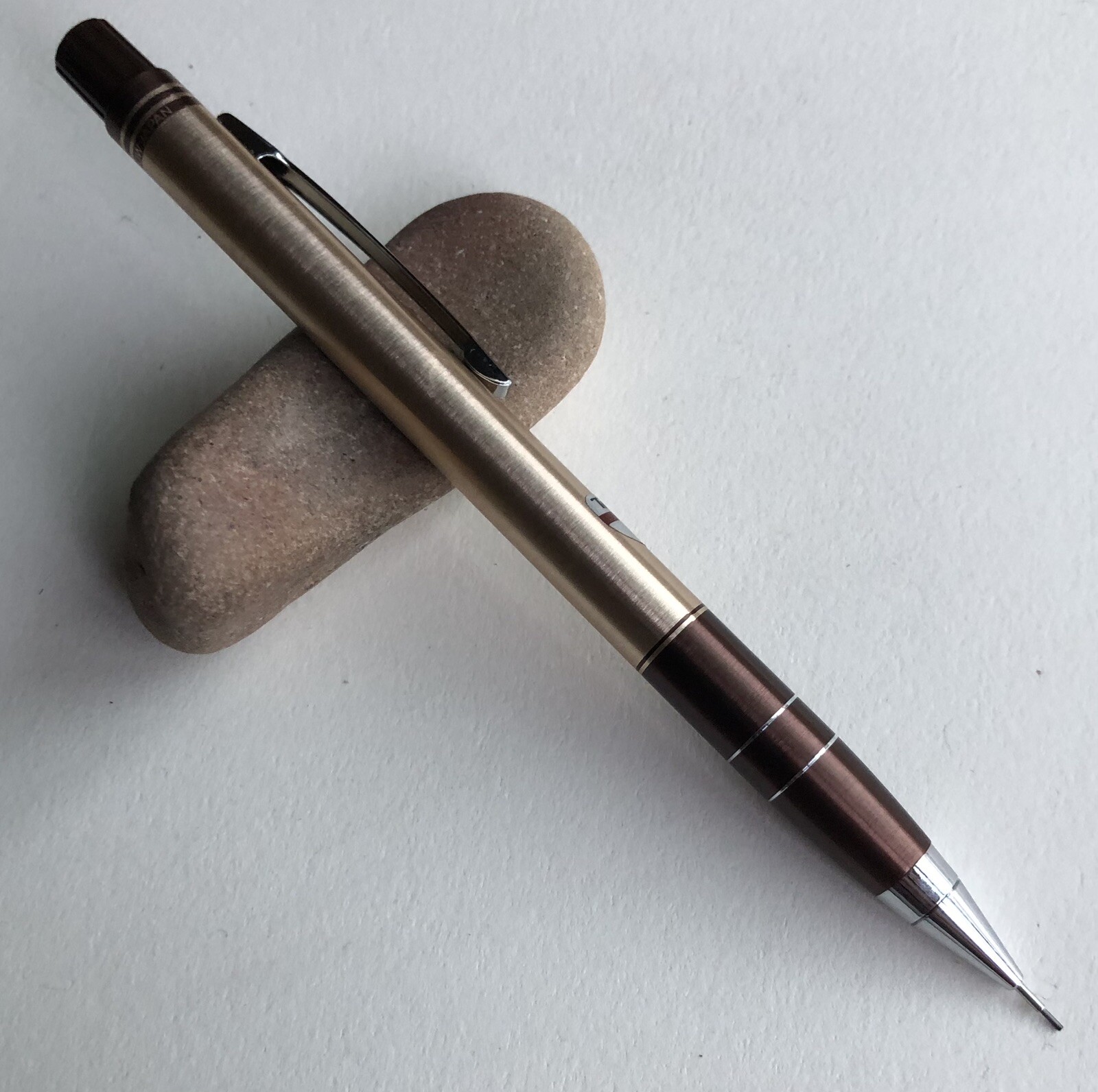 Vintage TOMBOW 500 Mechanical Pencil .5mm Lead Sticker Tan Metal NOS Japan