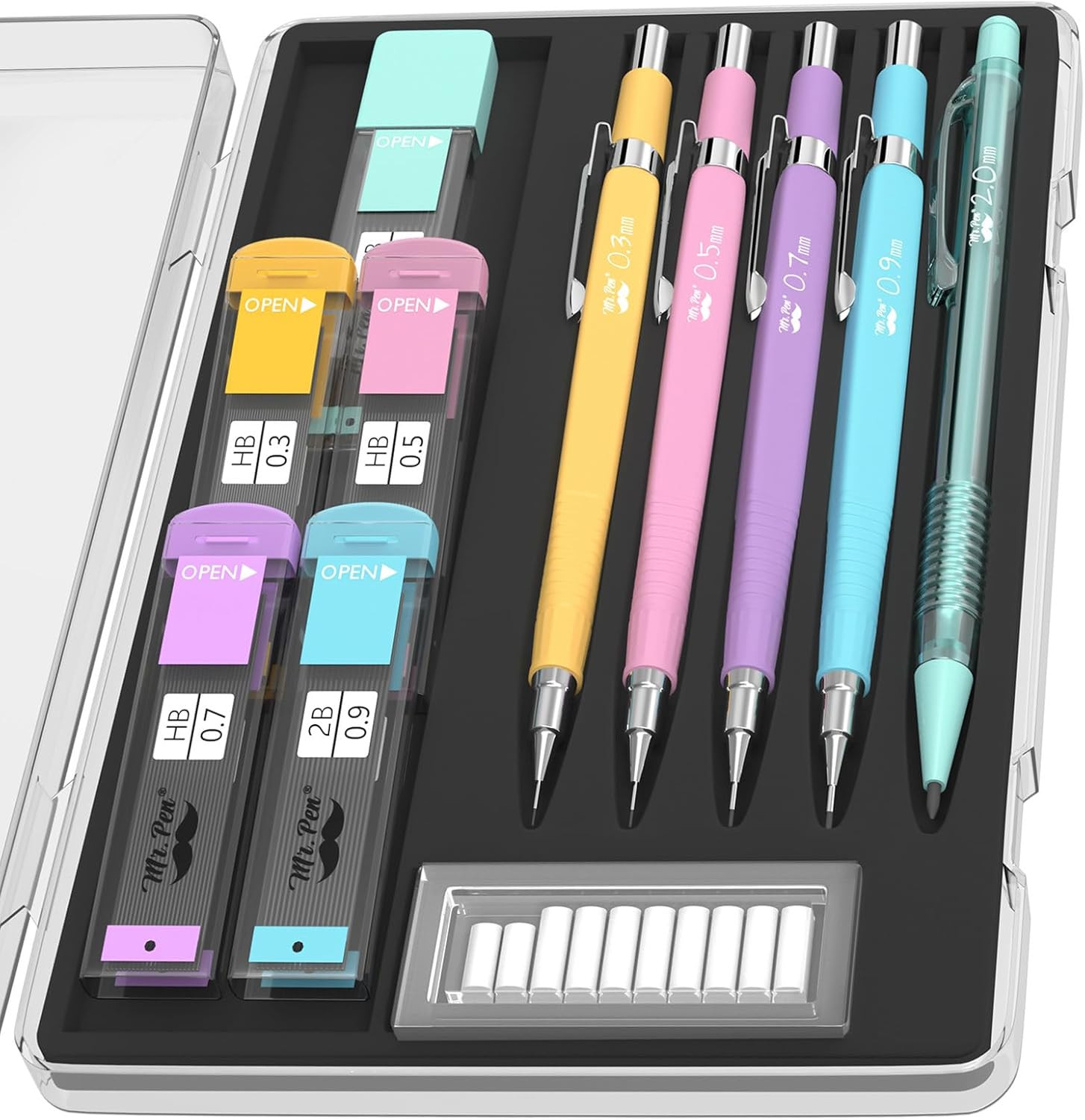 Mr. Pen- Pastel Mechanical Pencil Set, 5 Mechanical Pencils (0.3, 0.5, 0.7 | 0.9