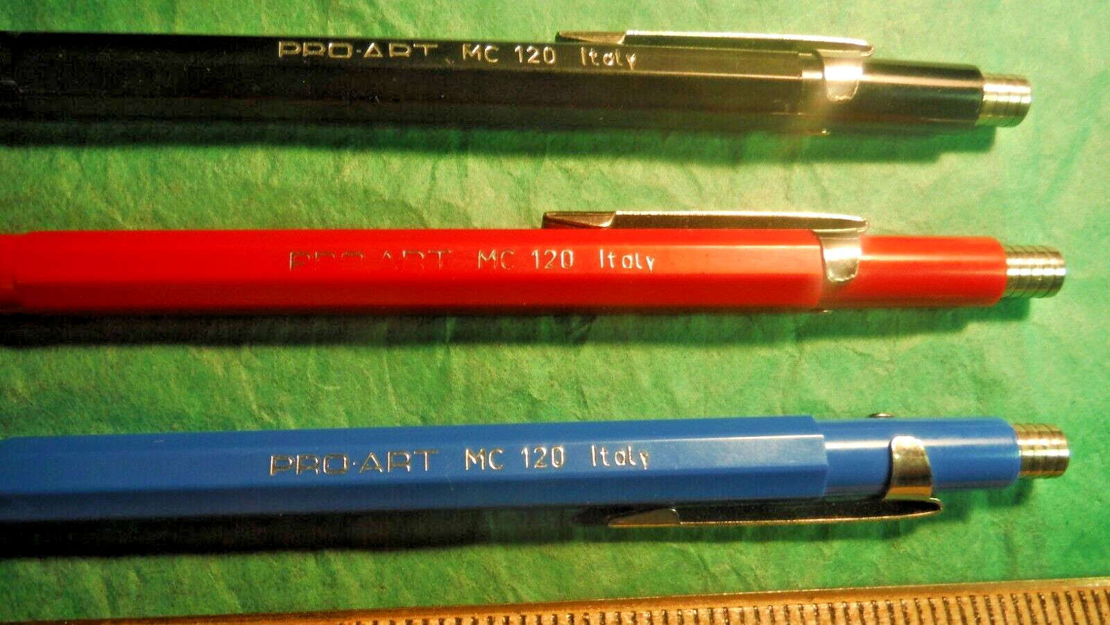 Drafting Drawing Mechanical Pencil Red Blue Black Lot of 3 Italy PROART MC 120