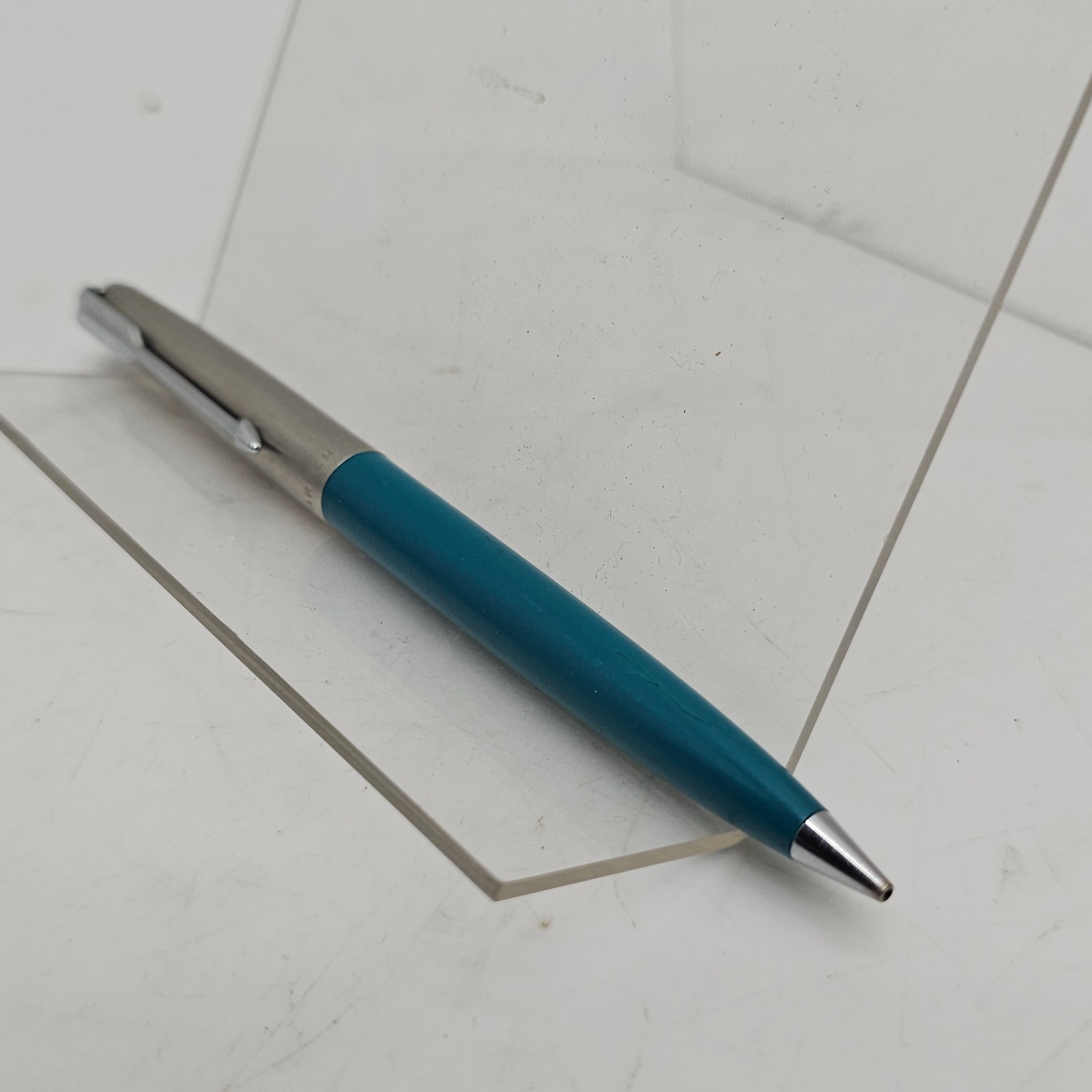Vintage Parker Mechanical Pencil Teal & Stainless Steel Click Action Made in USA