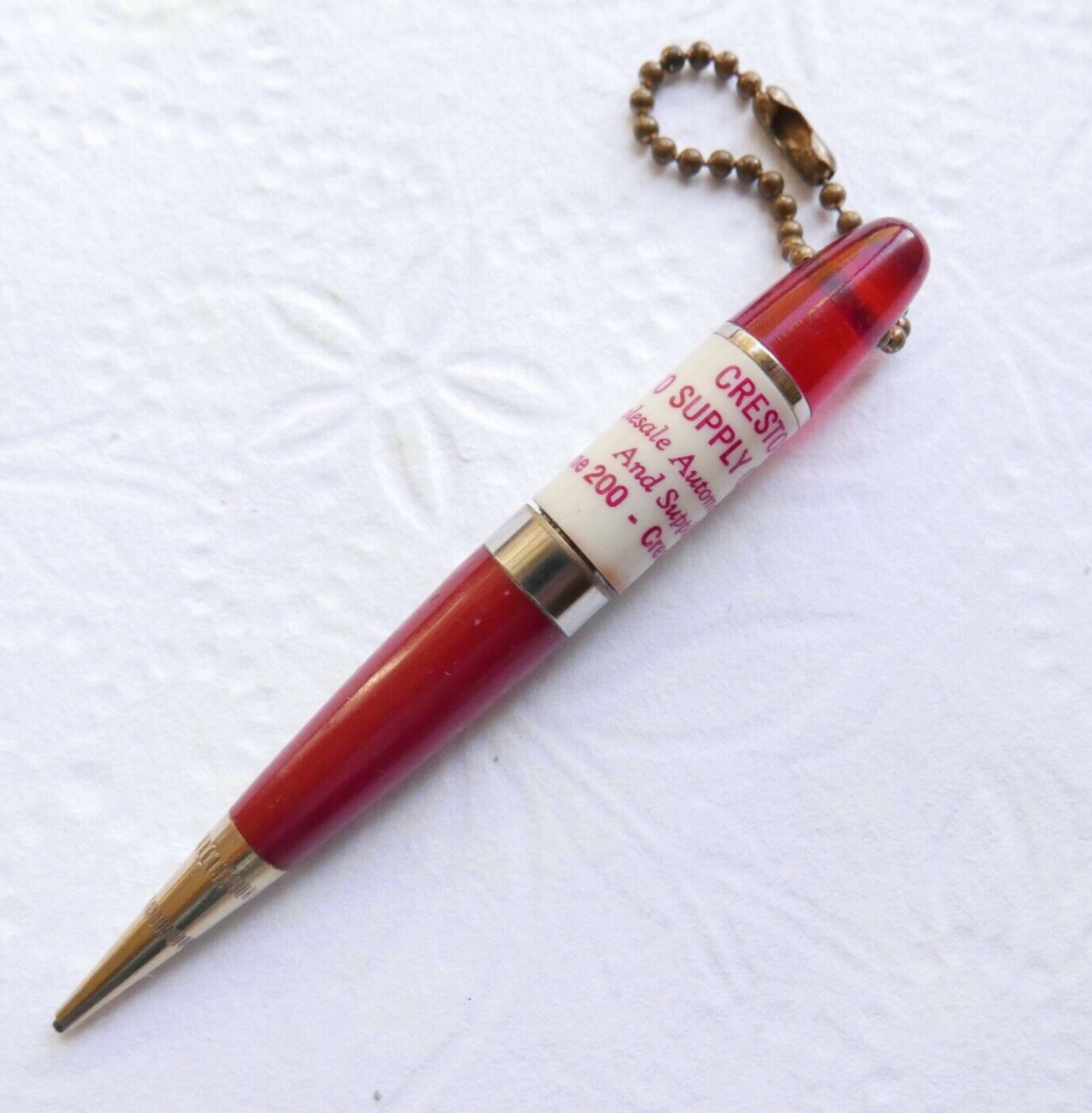 Vintage Creston Auto Supply Co. Advertising Mechanical Golf Pencil IA. WORKS G3
