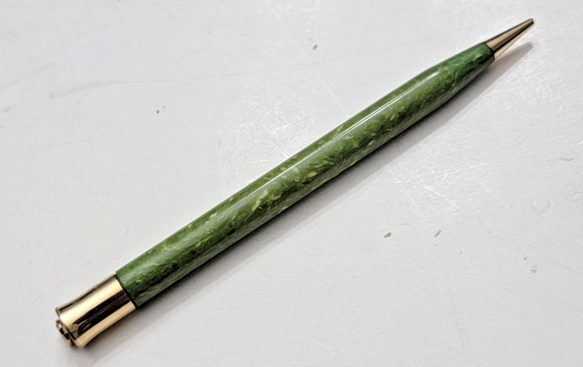 1920s Sheaffer’s Mini Jade Green Ring Top Gold Filled Mechanical Pencil