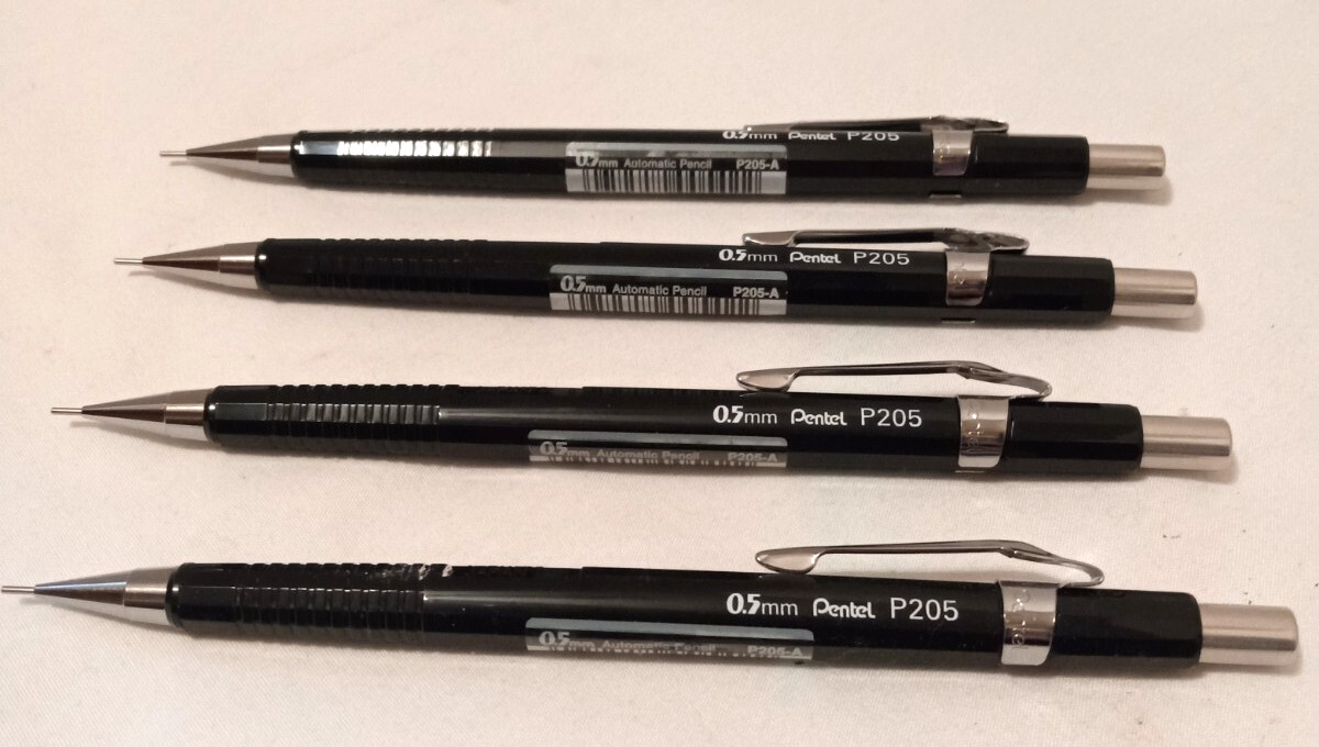 Pentel Sharp 0.5 Automatic Drafting Pencil Black Barrel NOS lot of 4
