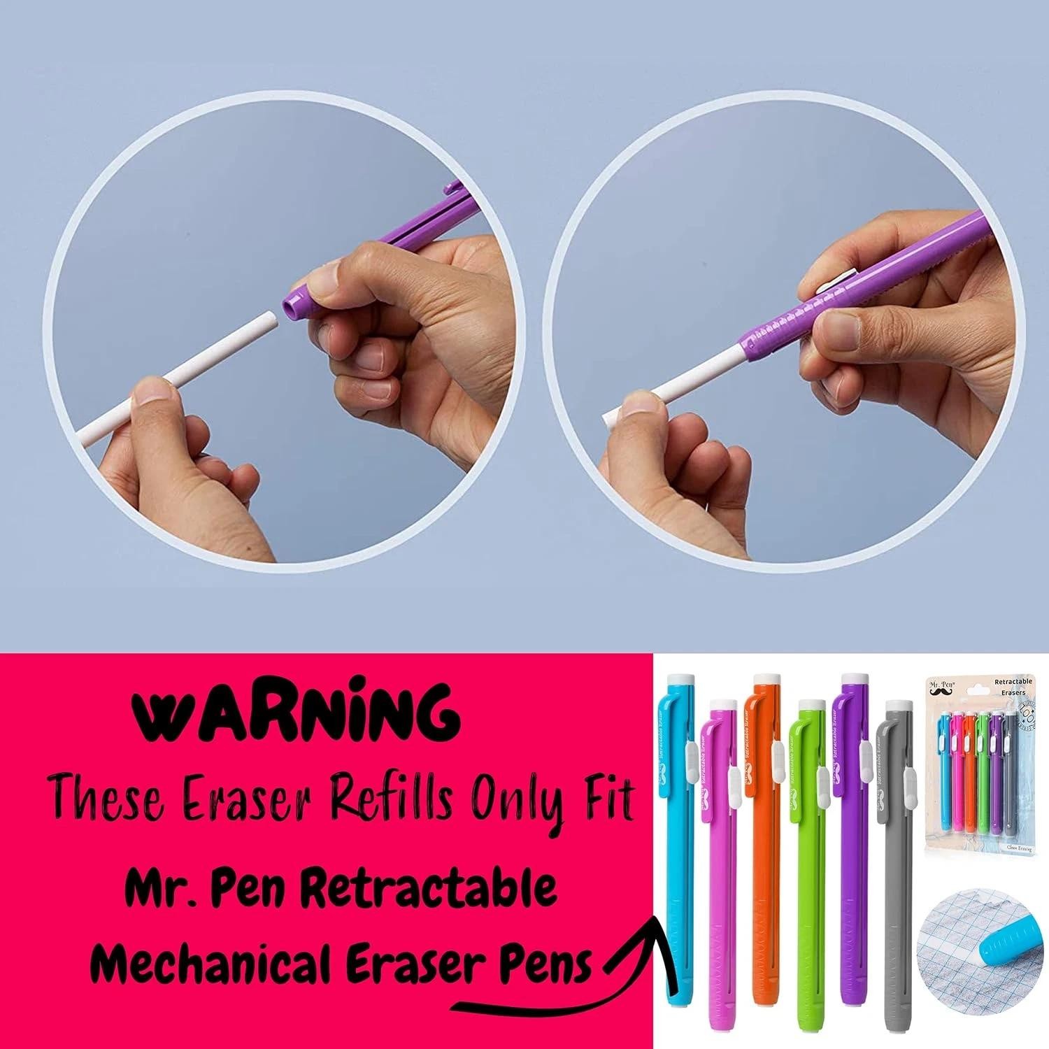 Eraser Refill Pack of 12 – Eraser Pen Refills, Pencil Erasers, Perfect for Back