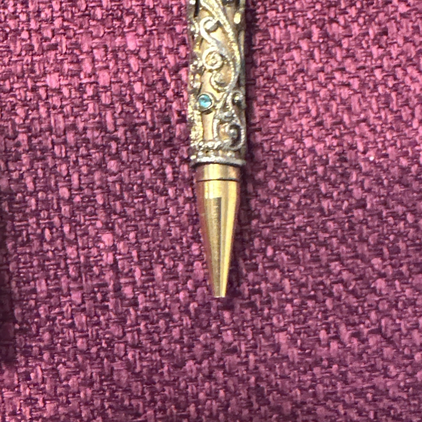 ✨1960s Ornate Gold Mechanical Pencils Chatelaine Style w/ Gem Accents✨