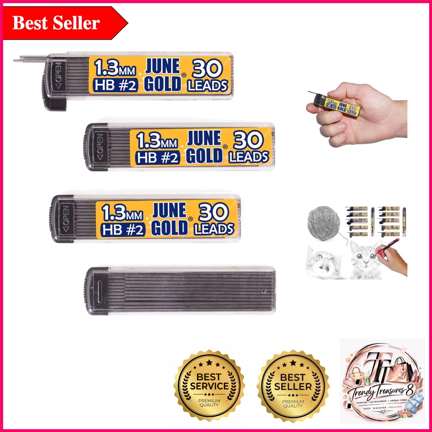 120-Count 1.3mm HB Graphite Lead Refill Set with Elegant Dispensers
