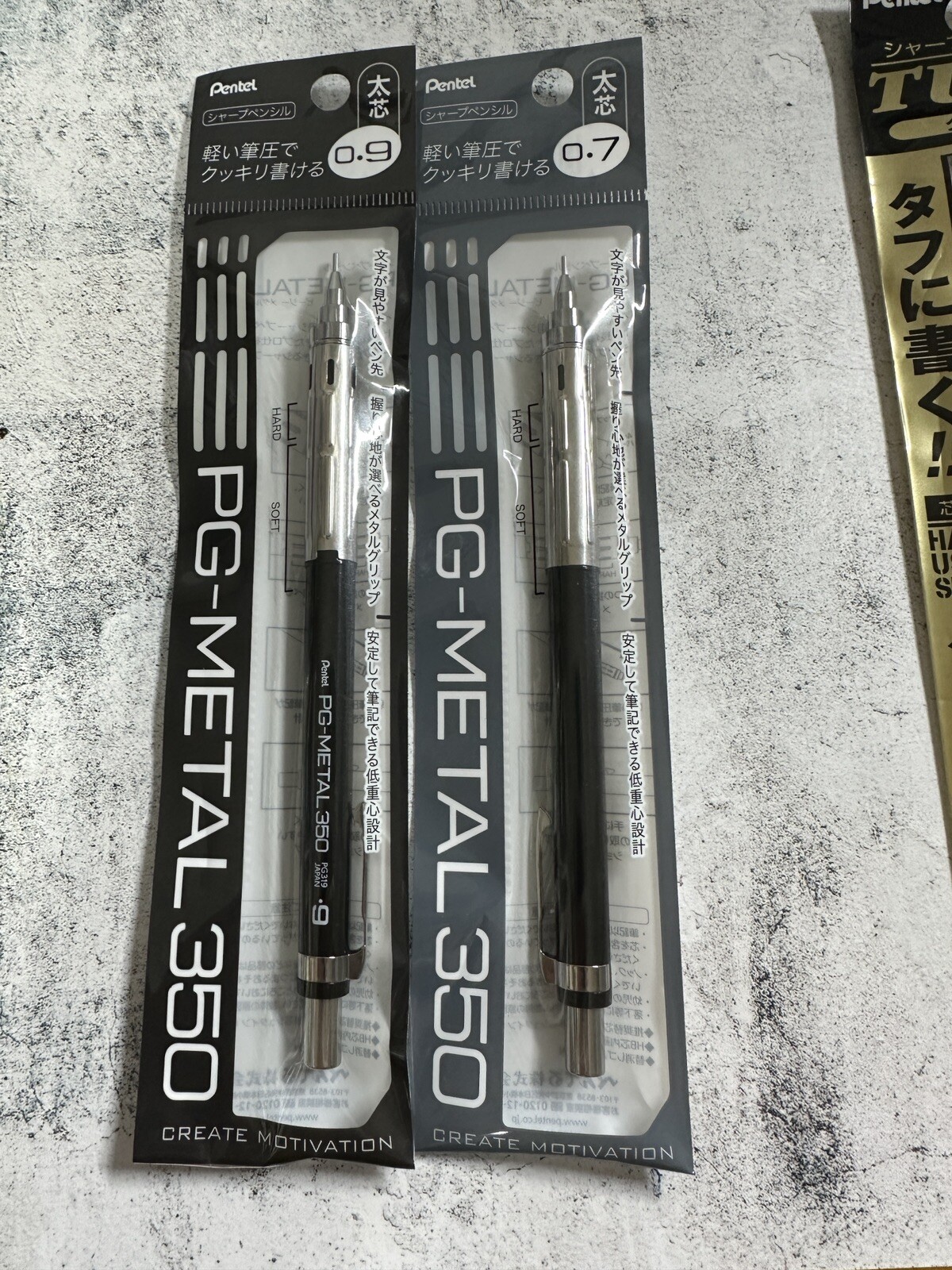 pentel mechanical pencil 0.7 & 0.9mm Set Of 4 PG Metal 350 & TUFF 2B
