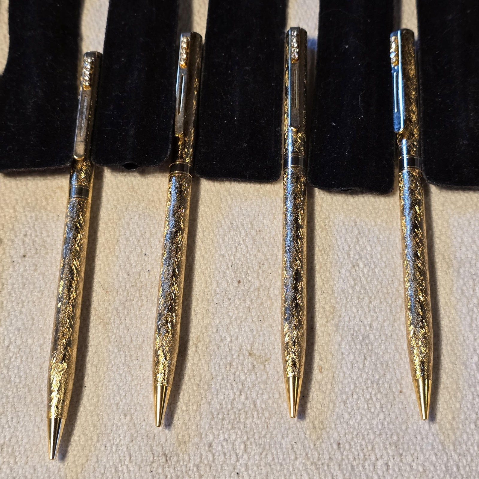 Vintage Gold Tone Mechanical Pencils Lot Rhinestone Clip Pink Enamel Pens