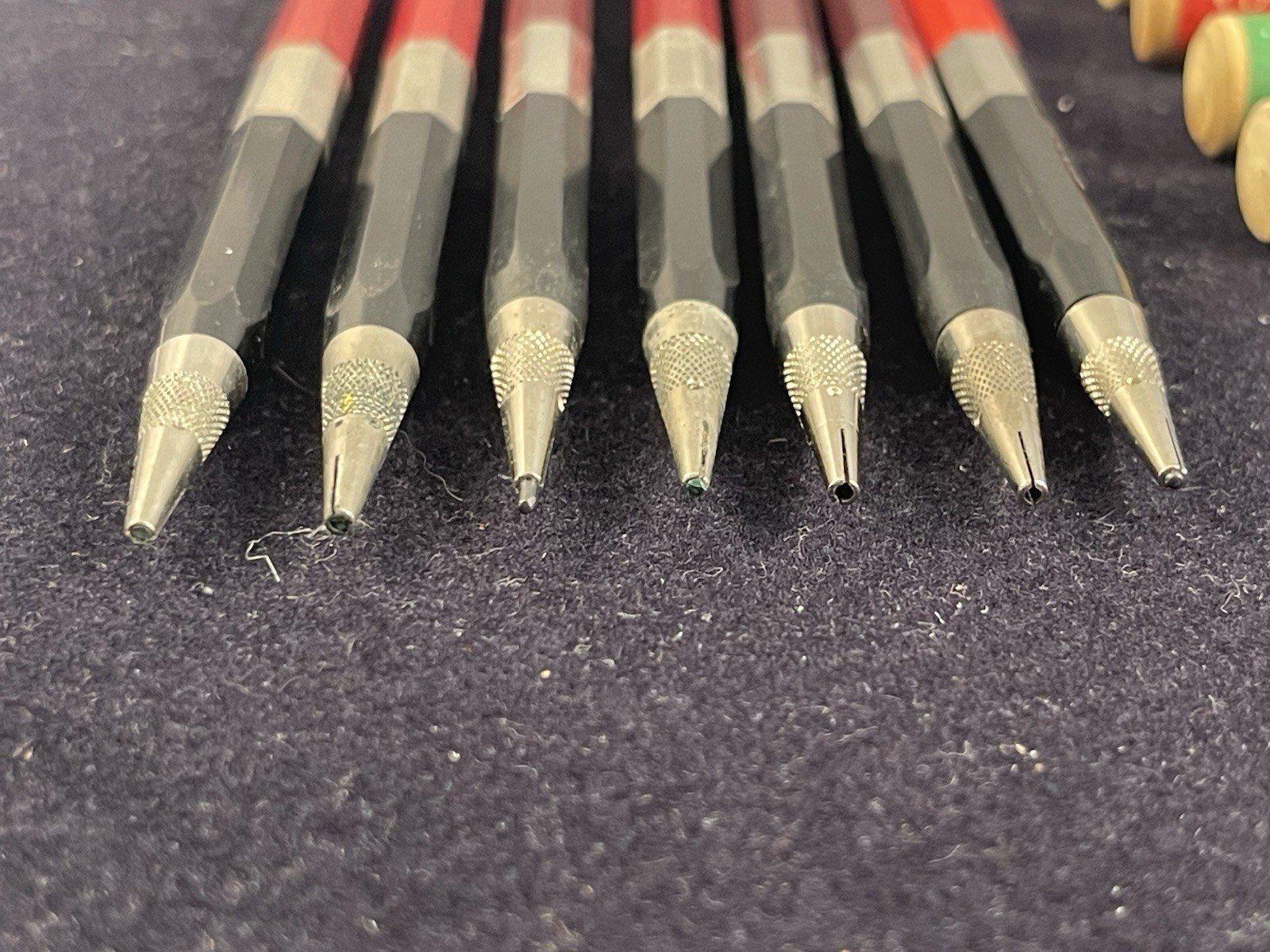 (7) Vintage 1940s / 50s Due-O-Lite Mechanical Duel End Drafting Colored Pencils