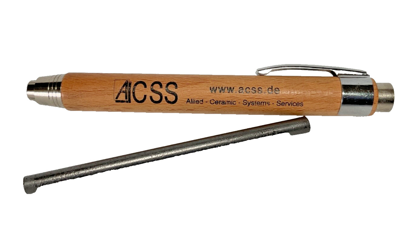 ACSS WOOD & Metal Clutch Pencil, Allied Ceramic Systems Services Vintage New