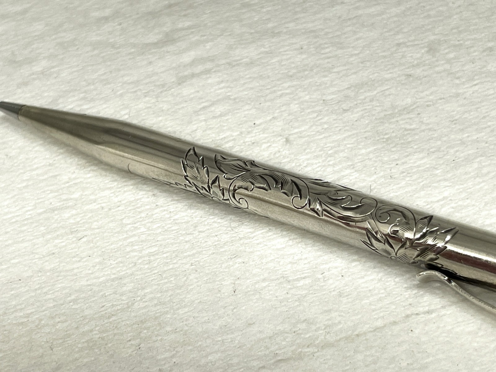 Vintage EVERSHARP Mechanical Pencil ~ STERLING w/Floral Engraving ~ MASONIC Seal