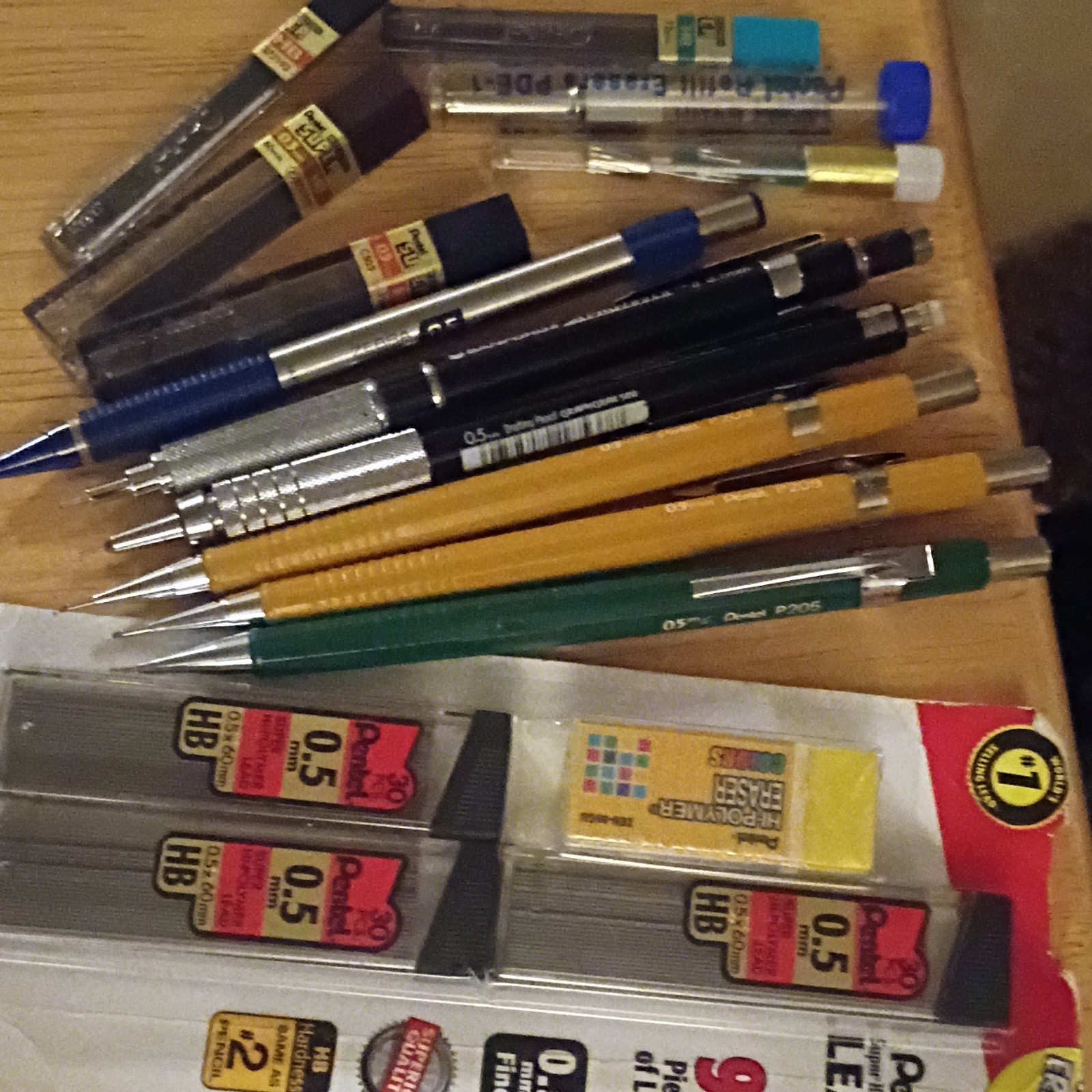 Lot of 6 Vintage Pentel Mechanical Pencils 0.5 mm Extra Leads Erasers Japan #I