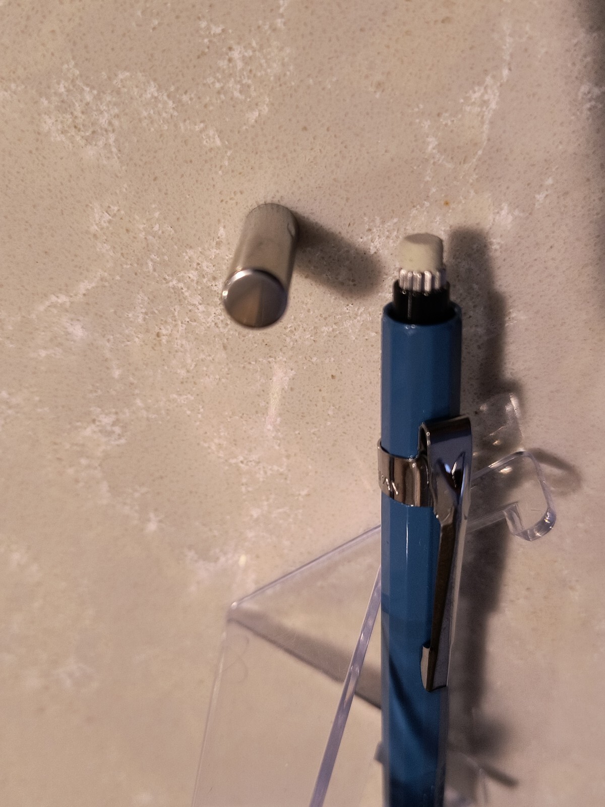 Pentel P207 Blue & Chrome 0.7mm Mechanical Pencil, with pocket clip, New.