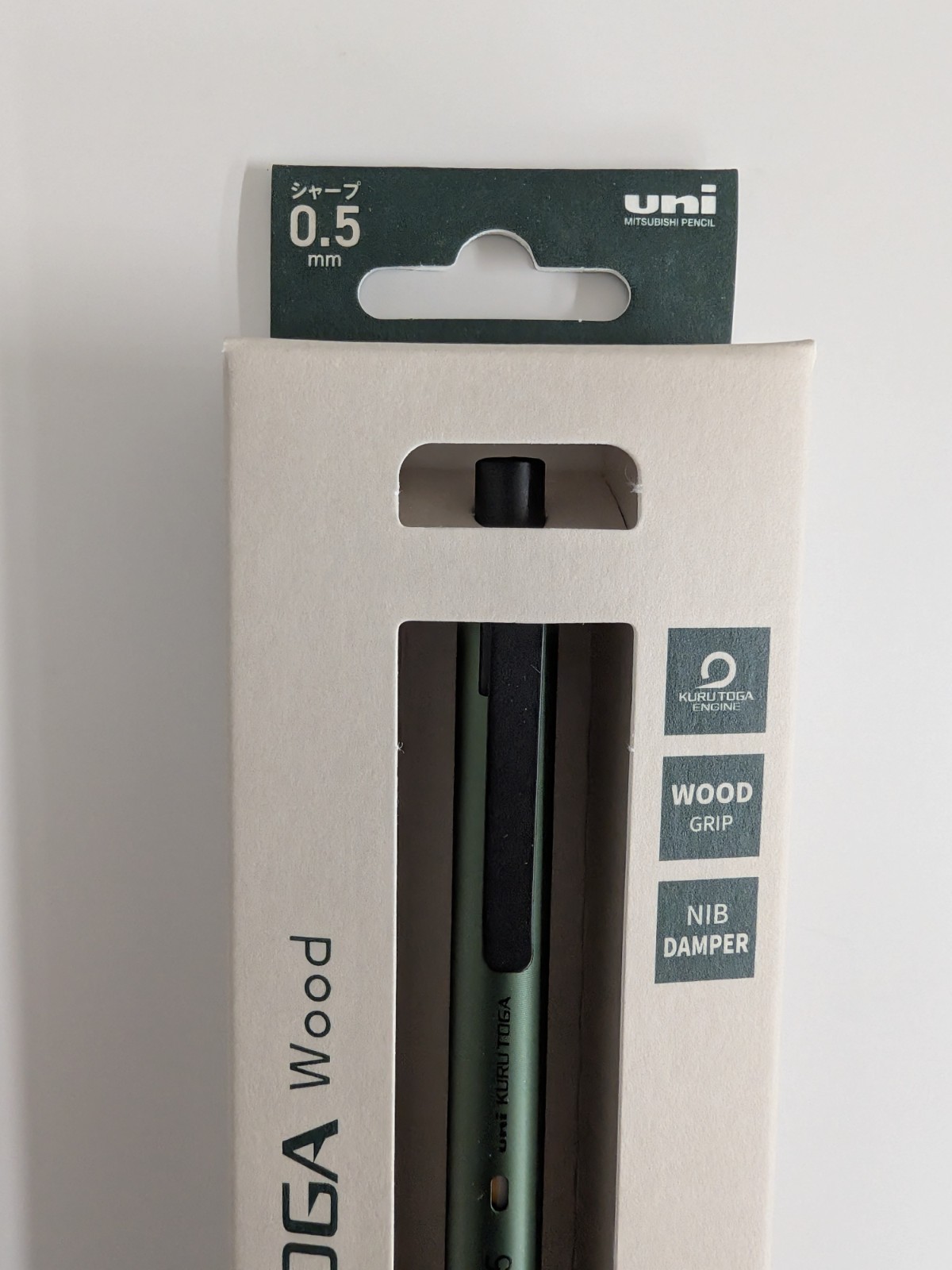 Mitsubishi Uni Kuru Toga Wood 0.5mm Forest Green Mechanical Pencil M5-KW Japan